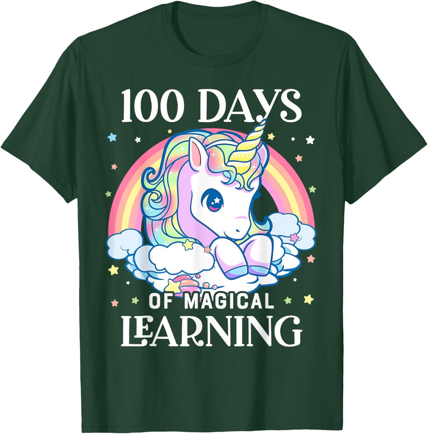 100 Days of School Unicorn Girls Teacher 100th Day of School T-Shirt - T-Shirt | Forest