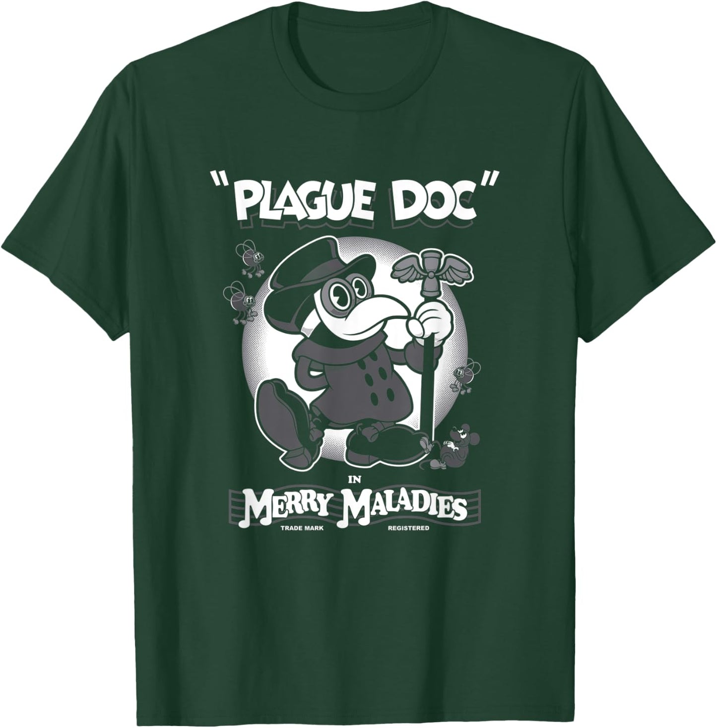 Merry Maladies - Vintage Cartoon Plague Doctor - Rubber Hose T-Shirt - T-Shirt | Forest