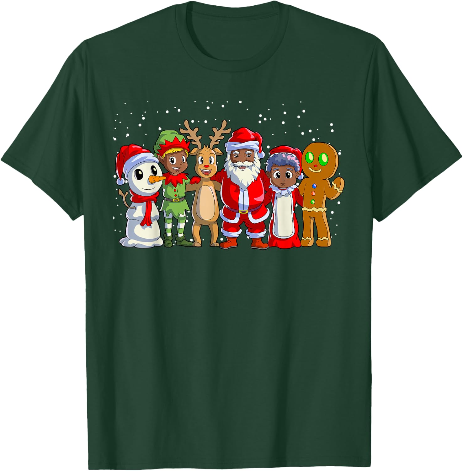Black Family Christmas Afro African American Santa Xmas T-Shirt - T-Shirt | Forest