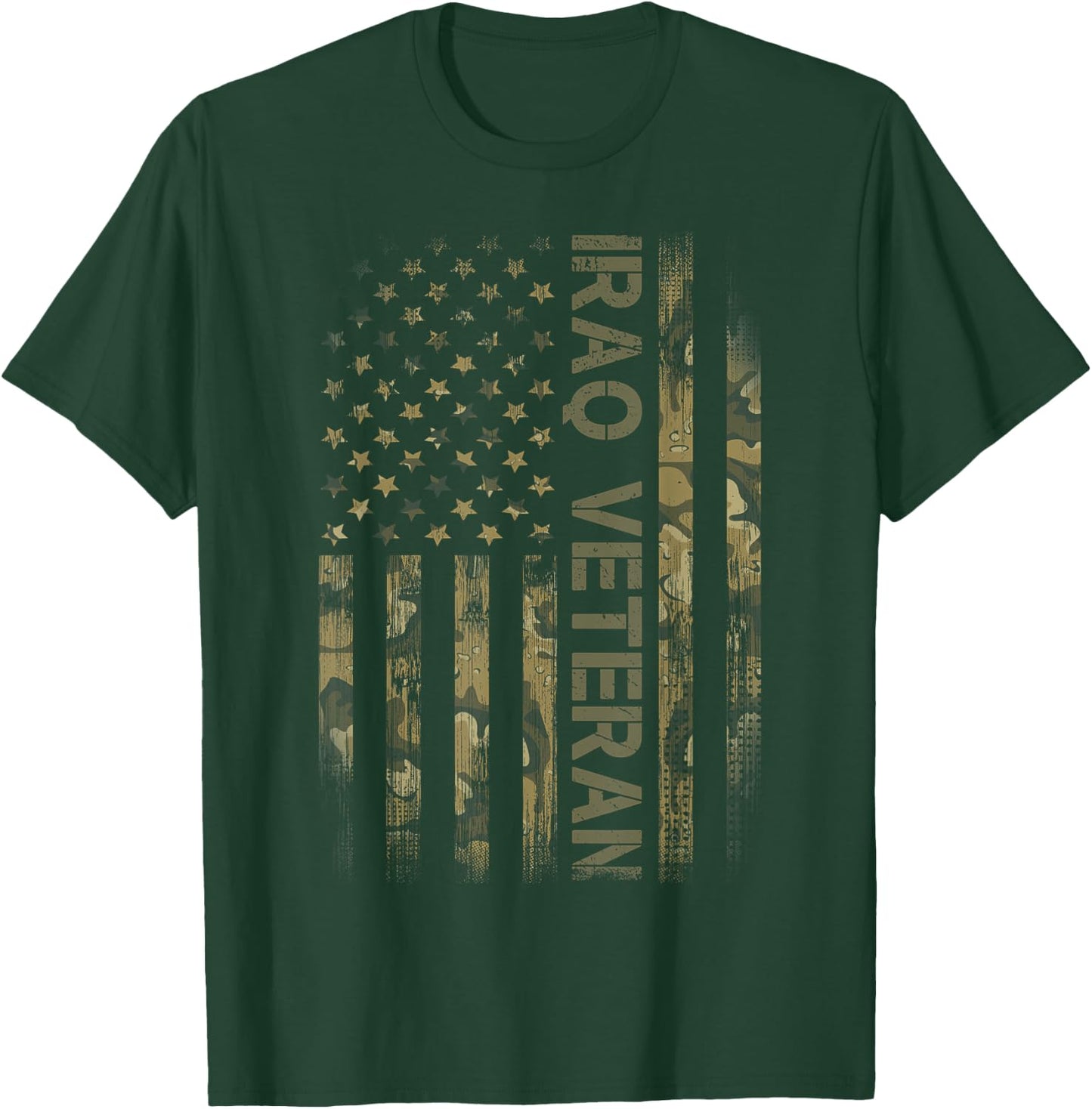 Vintage America Camo Flag Iraq Veteran Camouflage T-Shirt - T-Shirt | Forest