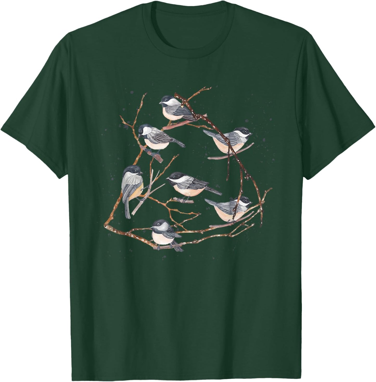 Chickadee Bird Watching Birding Nature Tree Branch Bird T-Shirt - T-Shirt | Forest