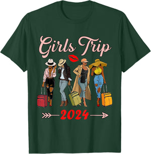 Girls Trip 2024 For Black Melanin Queen on Vacation Women T-Shirt - T-Shirt | Forest