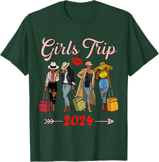Girls Trip 2024 For Black Melanin Queen on Vacation Women T-Shirt - T-Shirt | Forest