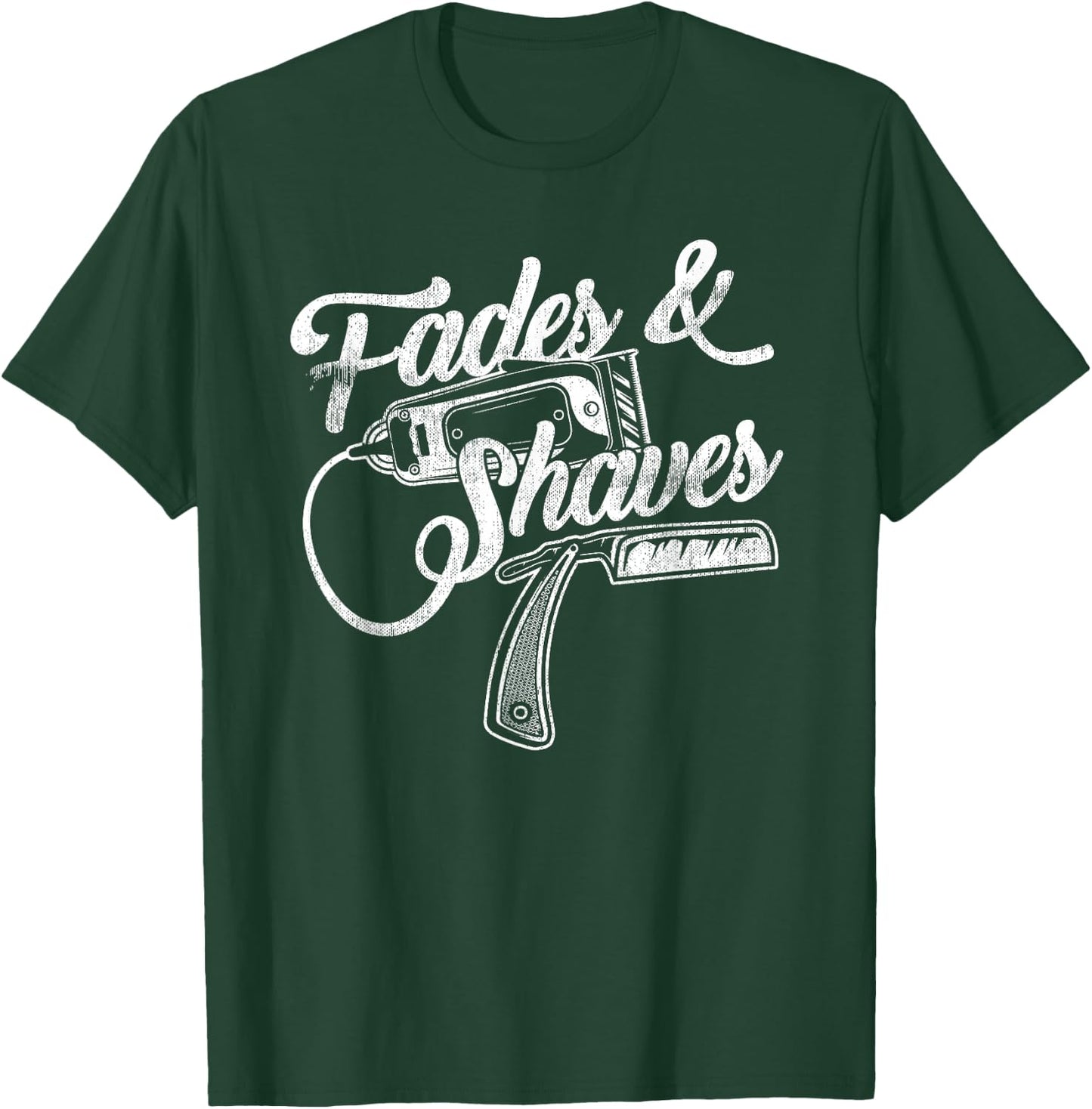 Best Cool Distressed Barber Gift - Grunge Fades and Shaves T-Shirt - T-Shirt | Forest