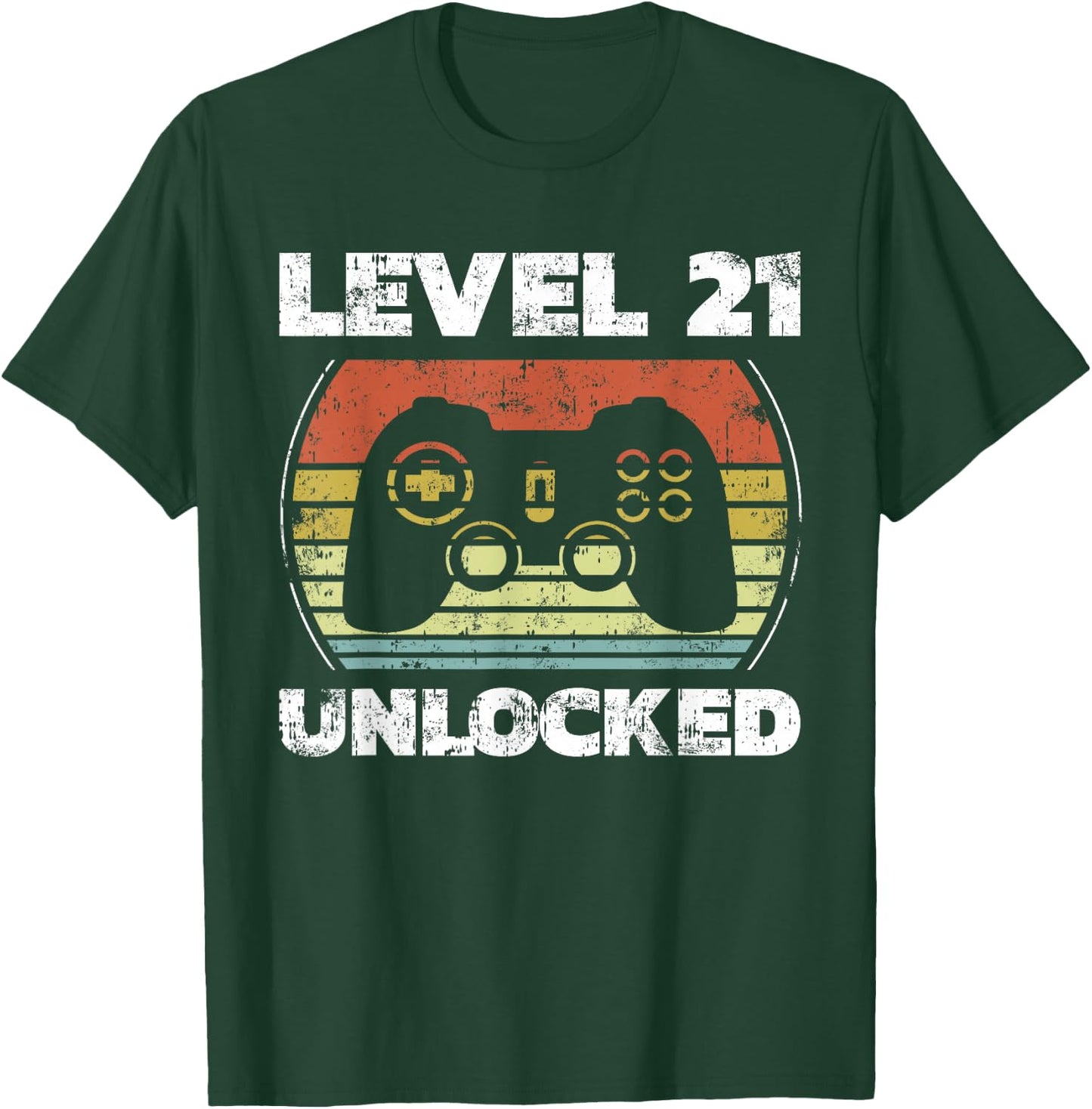 Level 21 Unlocked Funny Video Gamer 21st Birthday T-Shirt - T-Shirt | Forest