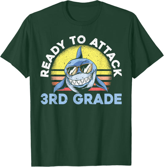 Ready To Attack 3rd Grade Back To School T-Shirt - T-Shirt | Forest