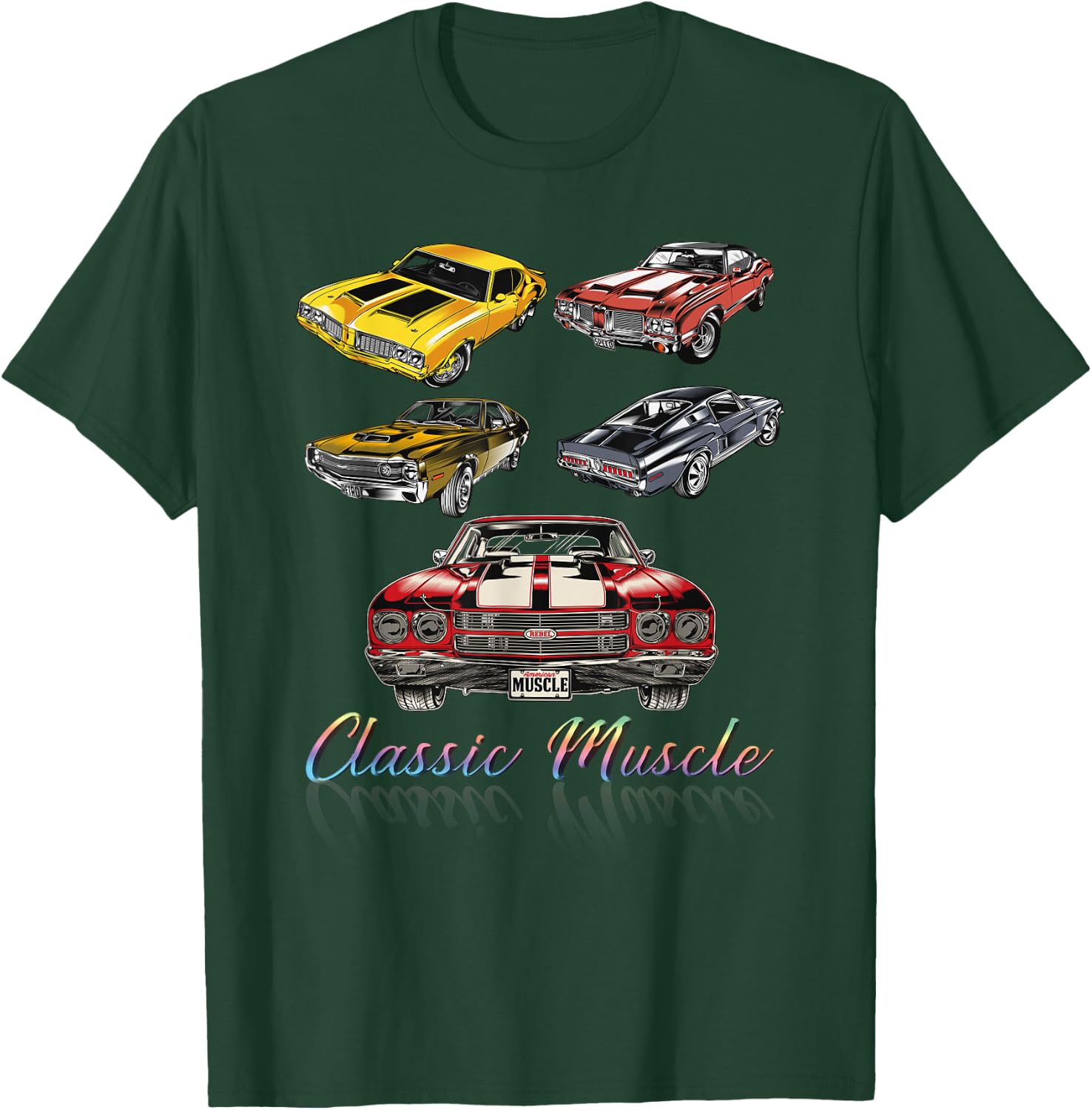 Classic Car American Muscle Cars Novelty T-Shirt - T-Shirt | Forest