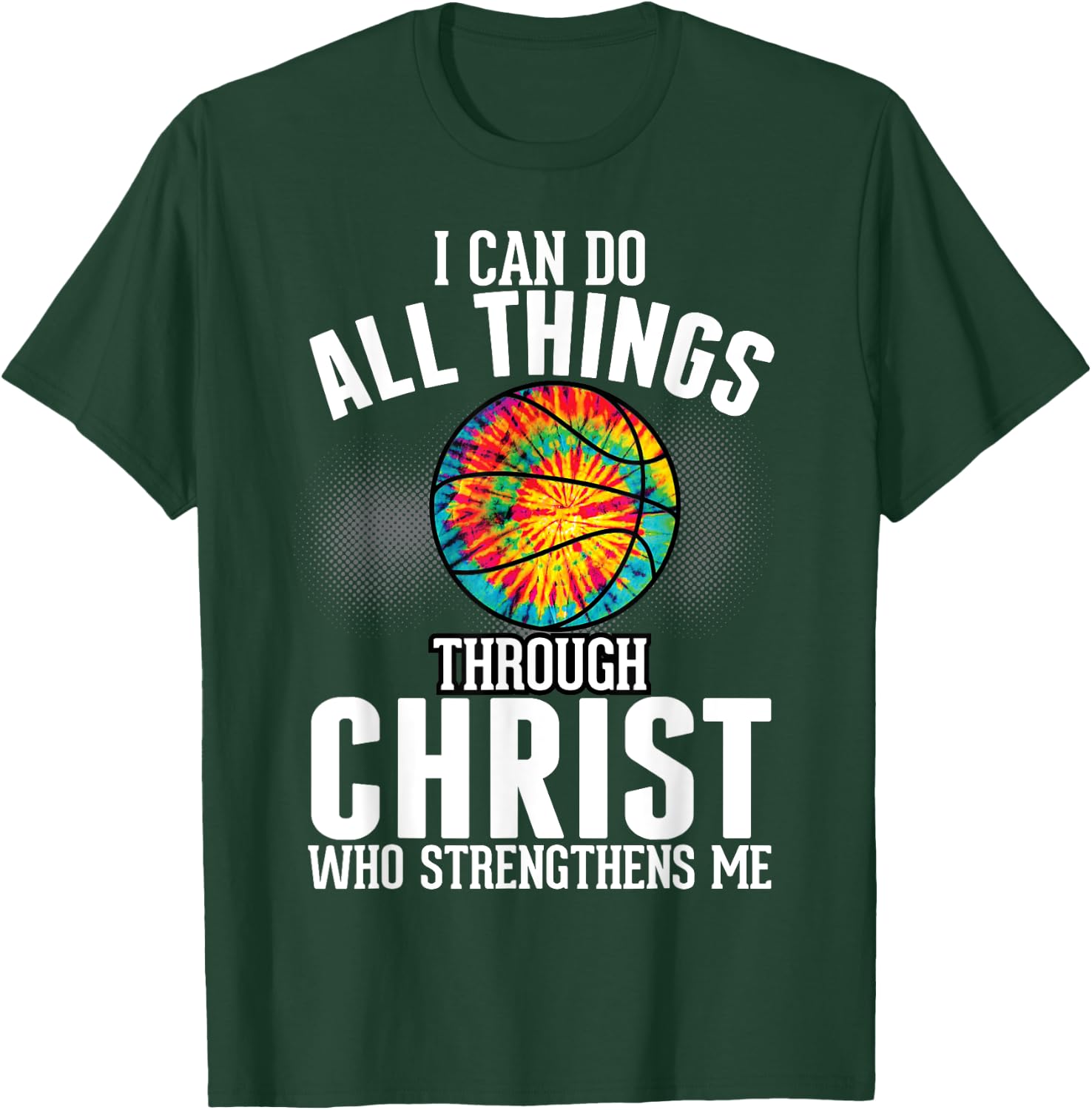 Christian Basketball Fun Men Boys Kids Religious Bible Verse T-Shirt - T-Shirt | Forest