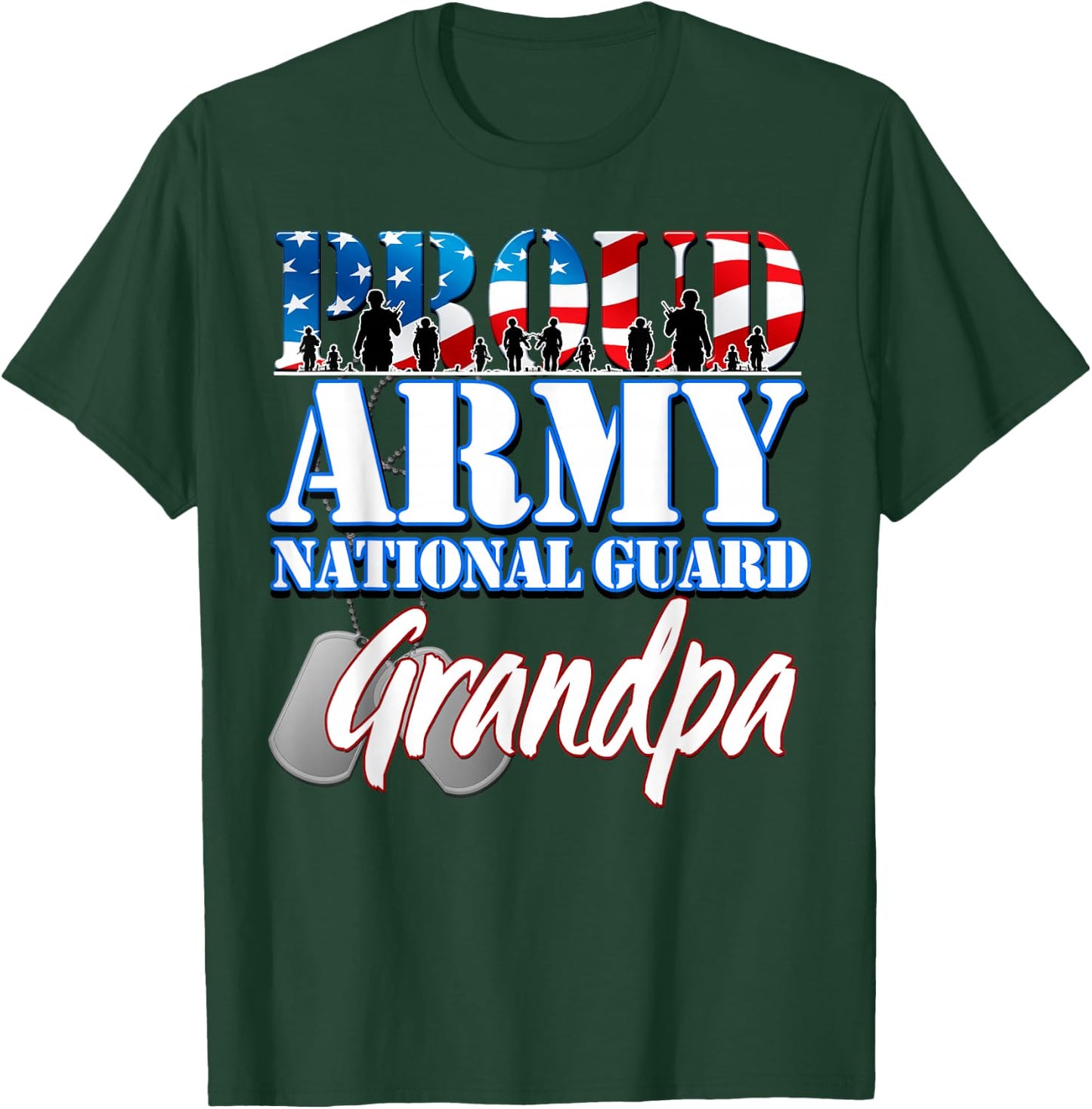 Proud Army National Guard Grandpa Grandparents Day Shirt Men T-Shirt - T-Shirt | Forest
