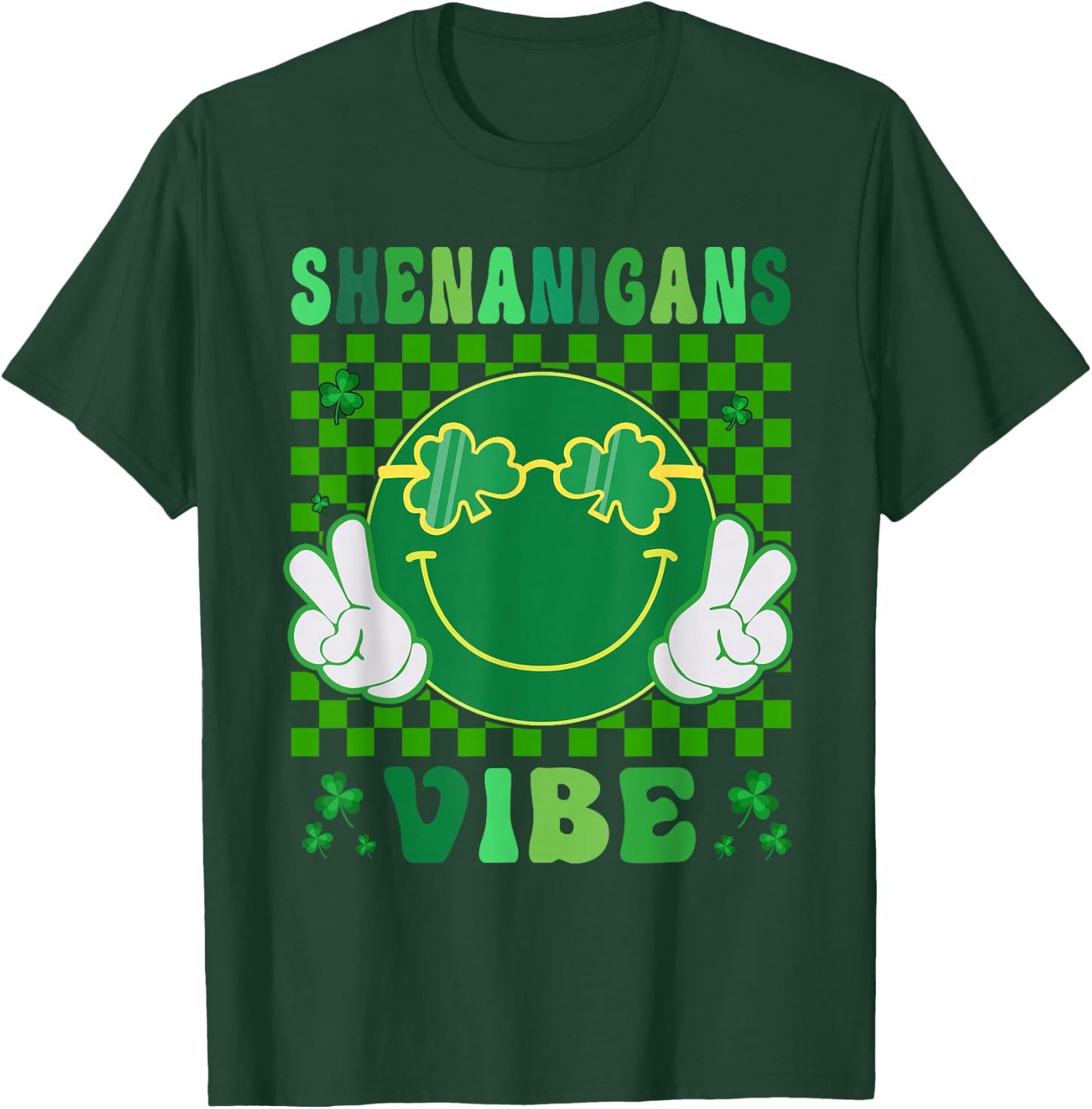 Shamrock St Patricks Day Shirts Women Men Kids Groovy Lucky T-Shirt - T-Shirt | Forest