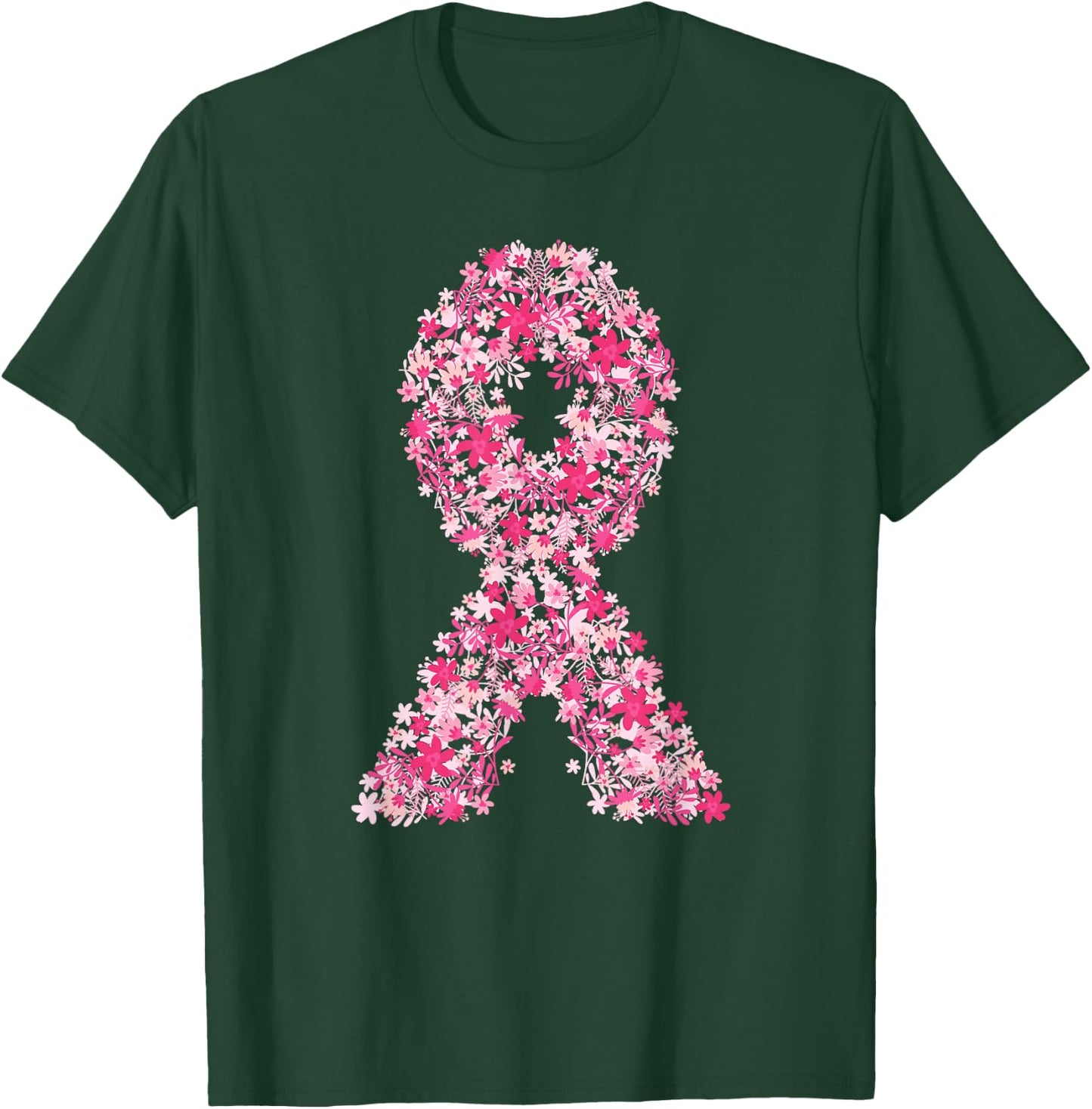 Floral Pink Ribbon Breast Cancer Awareness Shirts T-Shirt - T-Shirt | Forest
