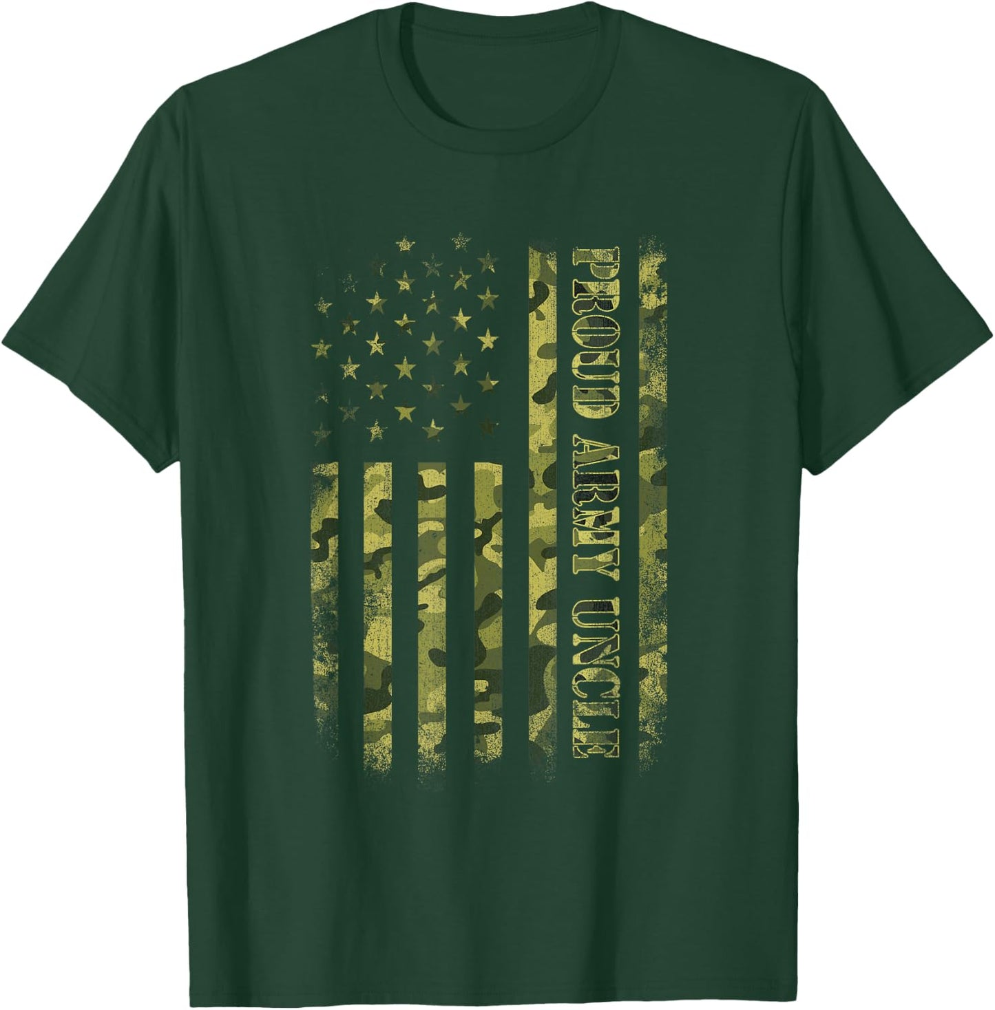 Proud Army Uncle Shirt American Flag Camouflage Military Men T-Shirt - T-Shirt | Forest