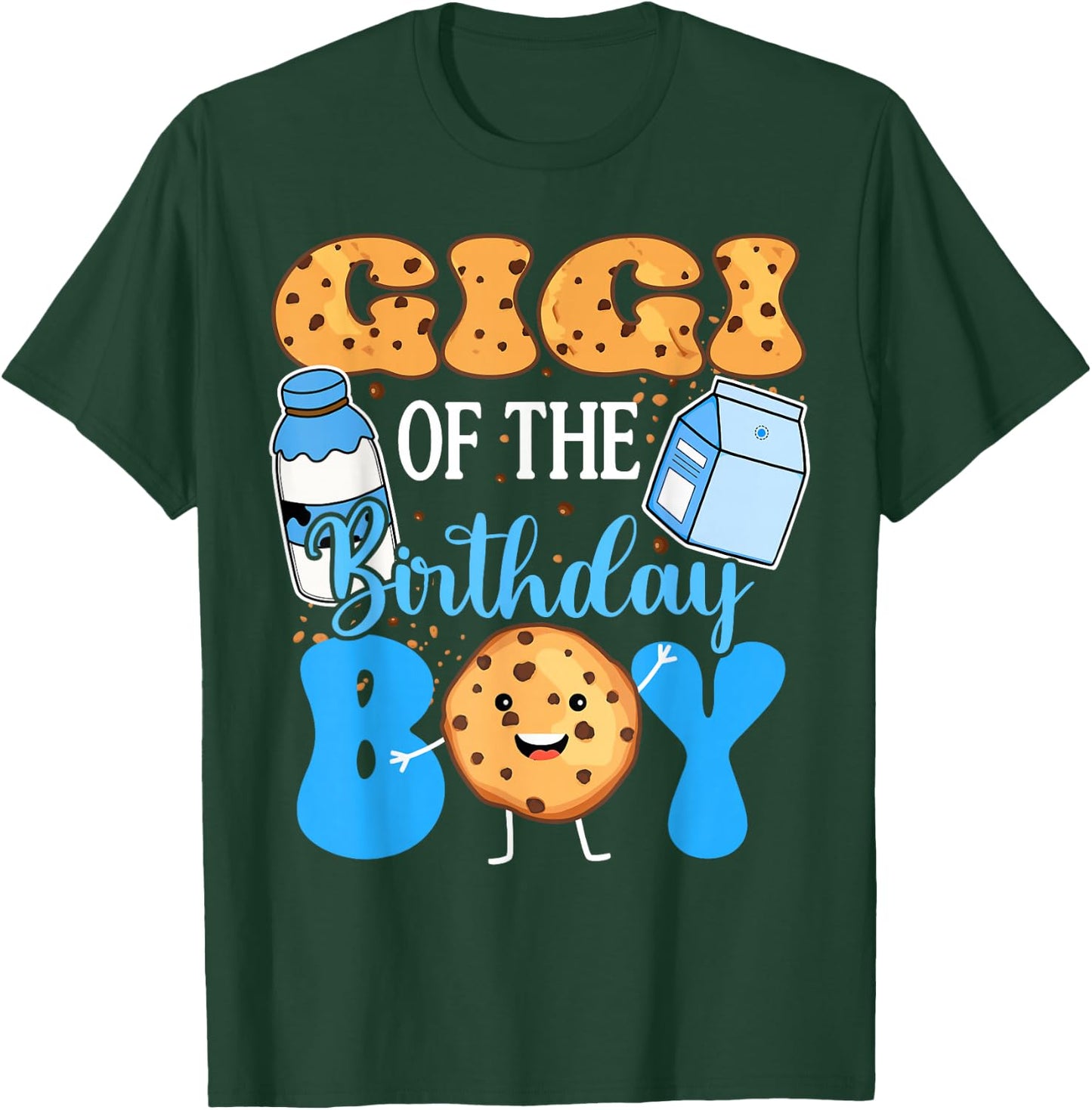 Gigi of the Birthday Boy Milk and Cookies 1st Birthday T-Shirt - T-Shirt | Forest