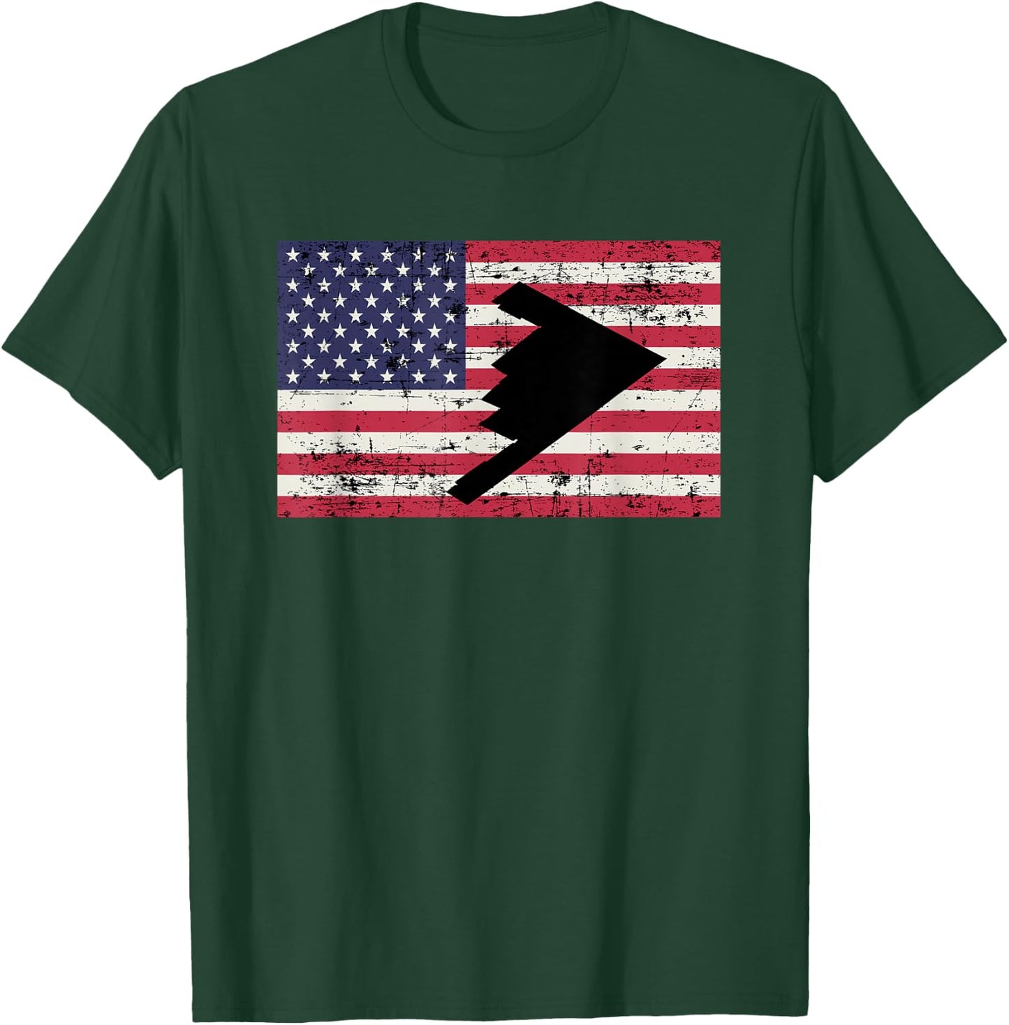 Patriotic B2 Stealth Bomber American Flag T-Shirt - T-Shirt | Forest