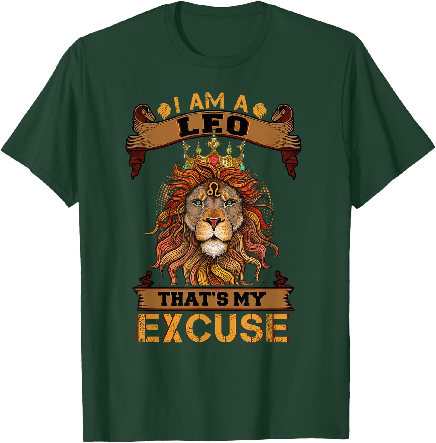 Lion graphic art July August Birthday Gifts Leo Zodiac sign T-Shirt - T-Shirt | Forest