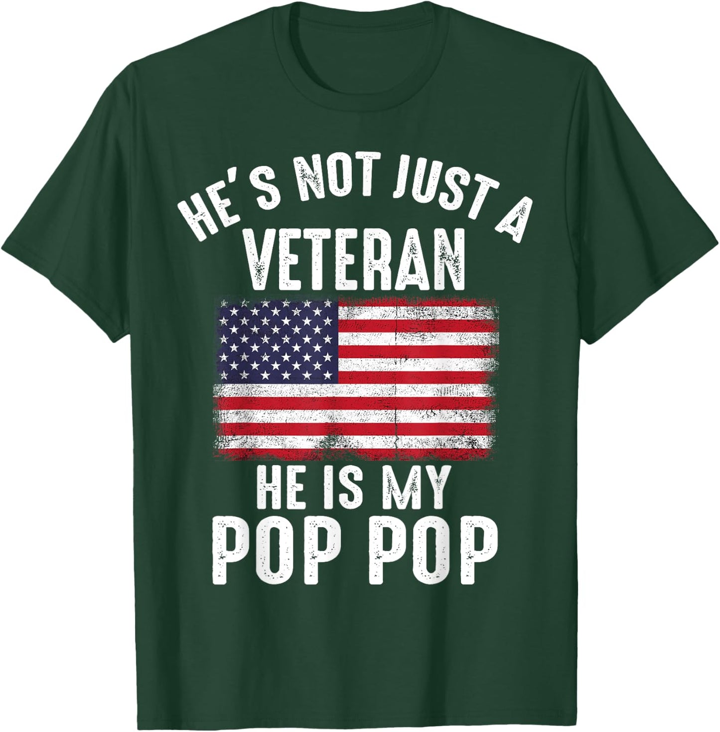 Proud Pop Pop Veteran Family Soldier American Flag Matching T-Shirt - T-Shirt | Forest