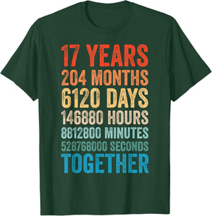 17 Year Anniversary Him Her Couple 17th Wedding T-Shirt - T-Shirt | Forest