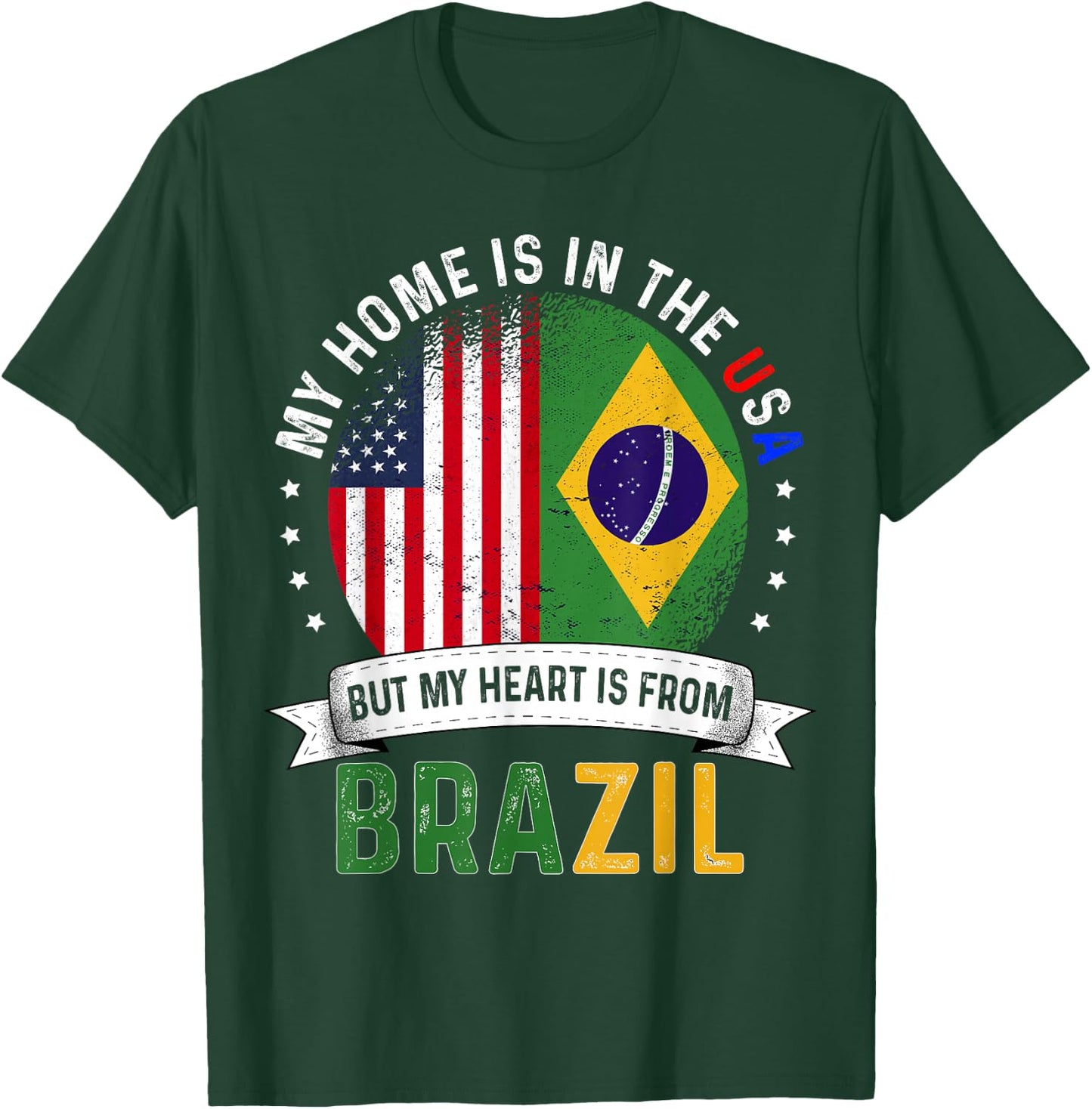 Brazilian American Patriot Heart is from Brazil Flag T-Shirt - T-Shirt | Forest