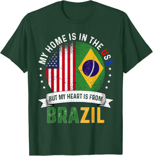 Brazilian American Patriot Heart is from Brazil Flag T-Shirt - T-Shirt | Forest