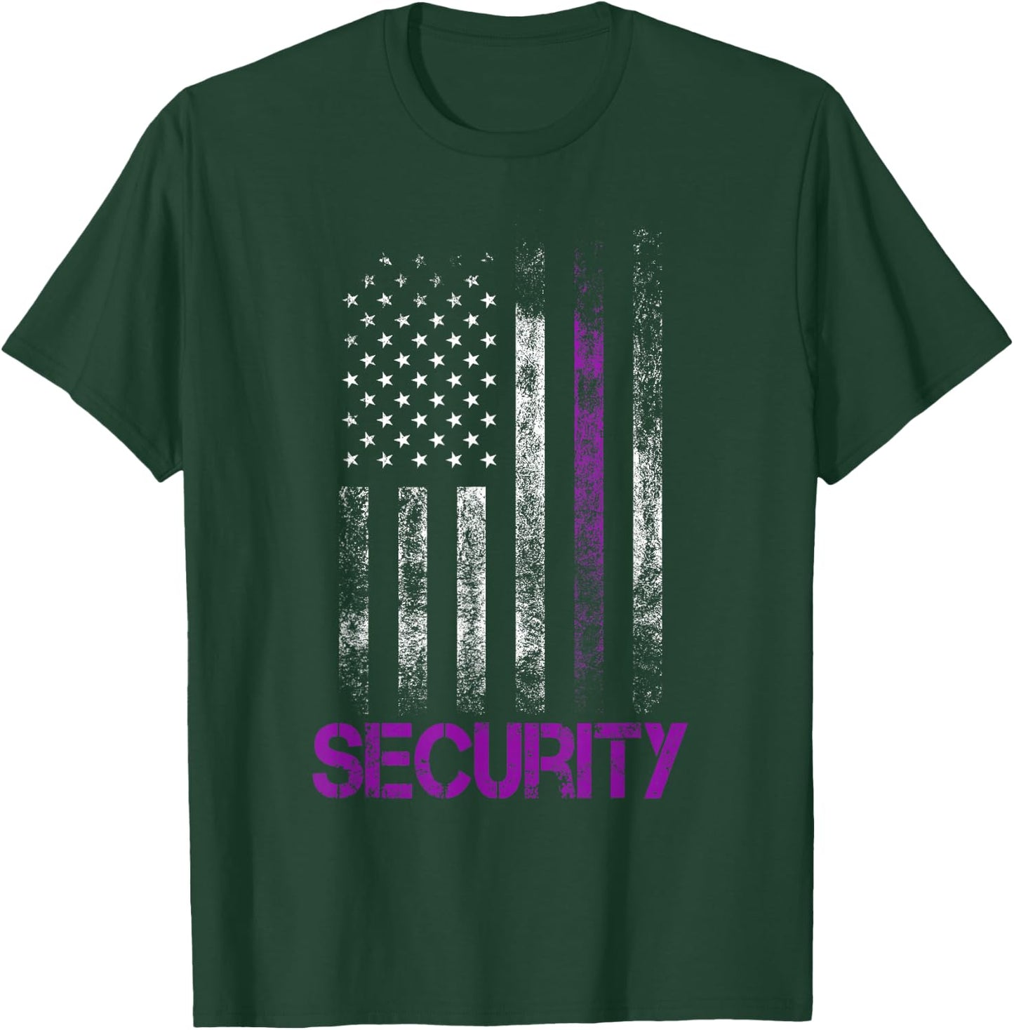 Security Guard Gifts Officer Thin Purple Line American Flag T-Shirt - T-Shirt | Forest