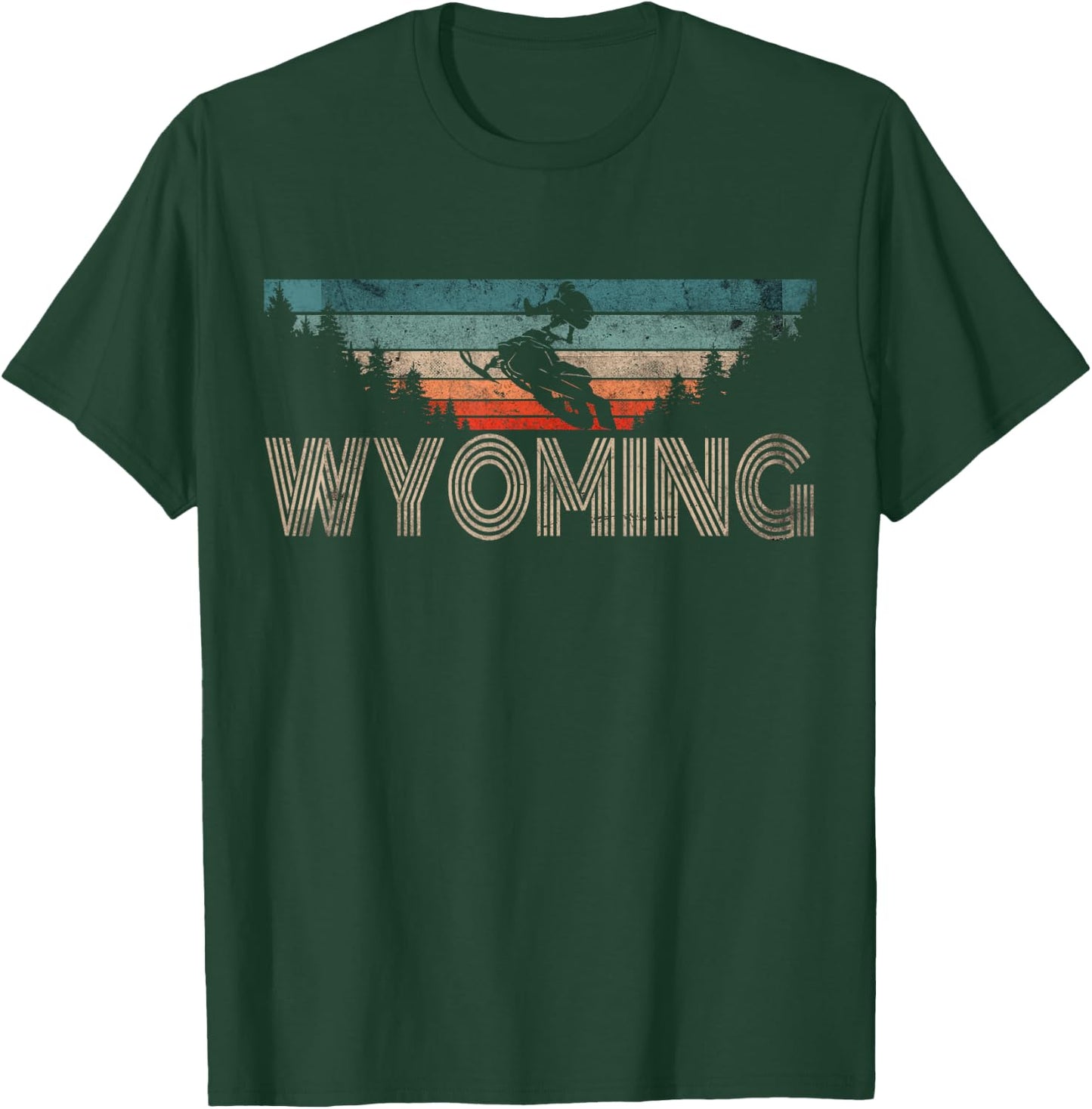 Vintage Wyoming Snowmobile - Retro Snowmobiling T-Shirt - T-Shirt | Forest