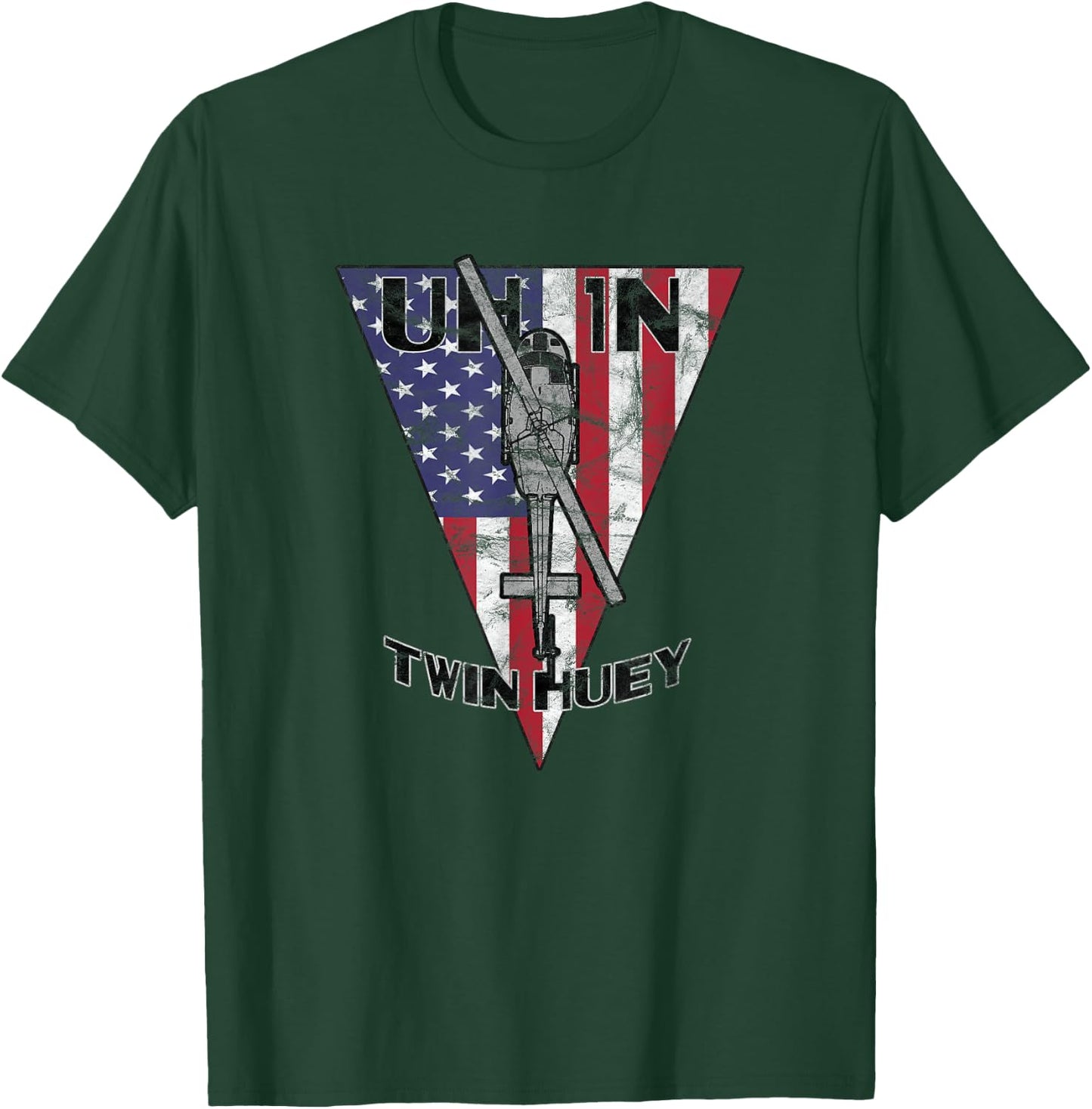 UH-1N Twin Huey Military Helicopter Patriotic Vintage T-Shirt - T-Shirt | Forest
