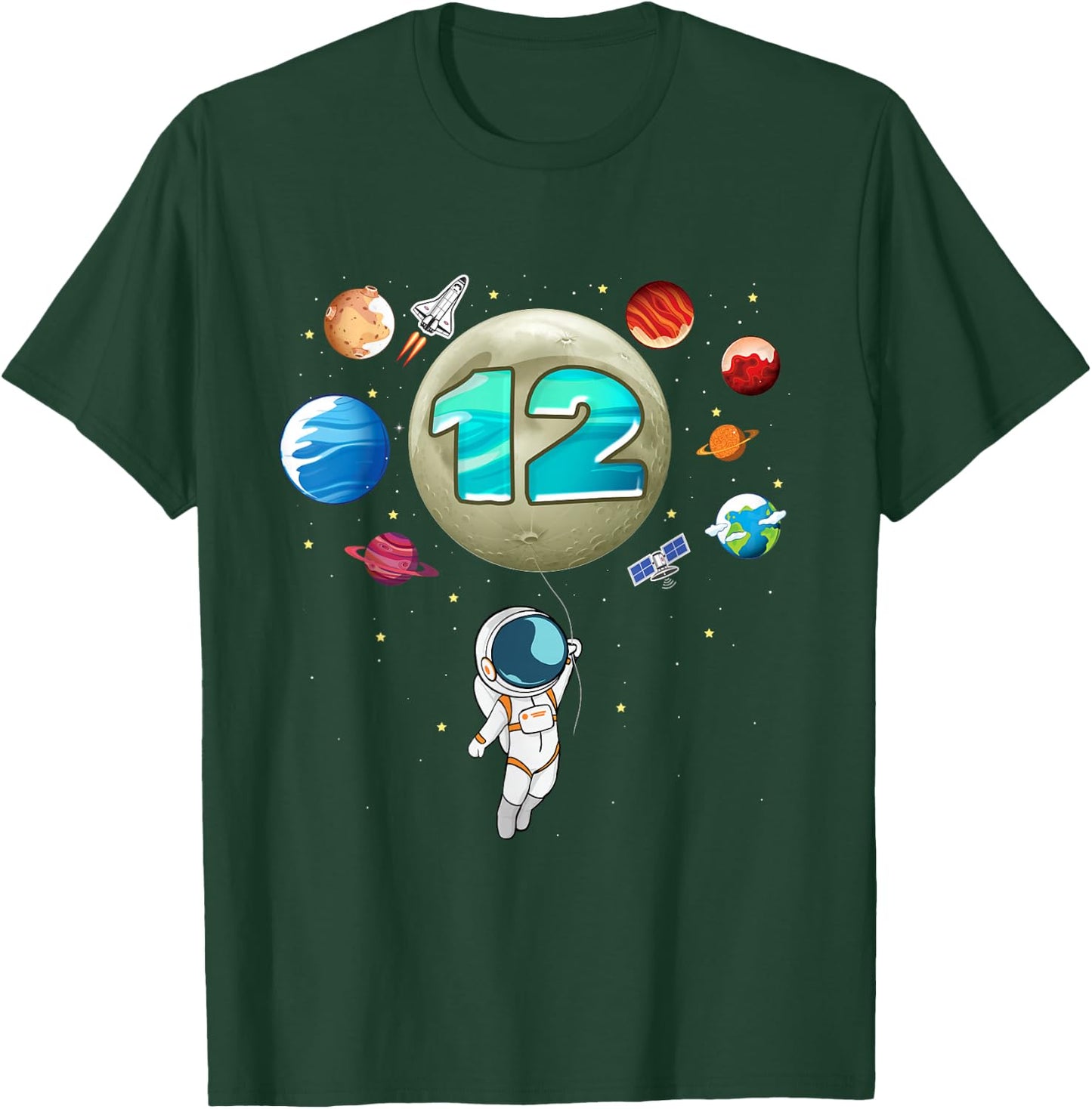 12th Birthday Space Lover Astronaut 12 Years Old Bday T-Shirt - T-Shirt | Forest