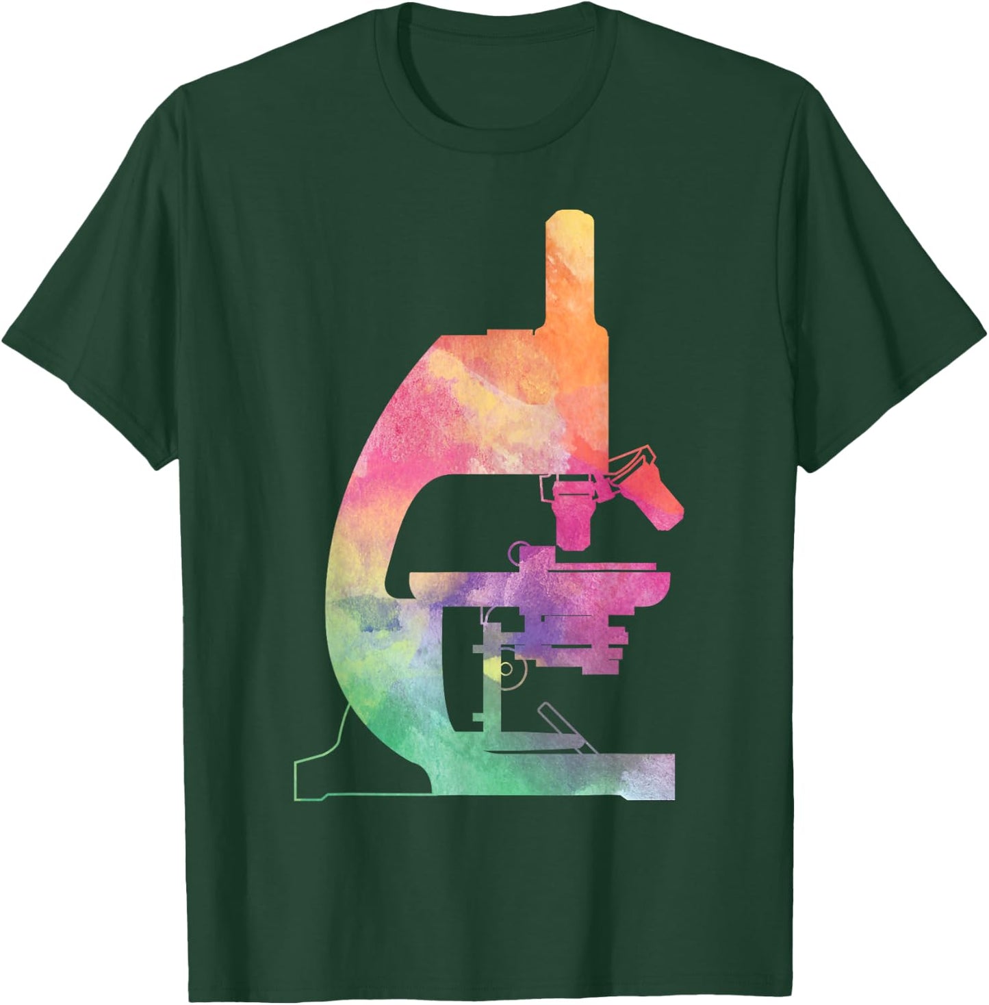 Microscope Watercolor Scientist Lab Tech Beautiful Graphic Women T-Shirt - T-Shirt | Forest