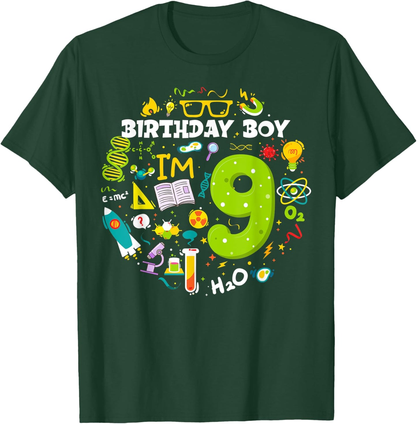 9 Year Old Boy Scientist 9th Birthday Boy Science T-Shirt - T-Shirt | Forest