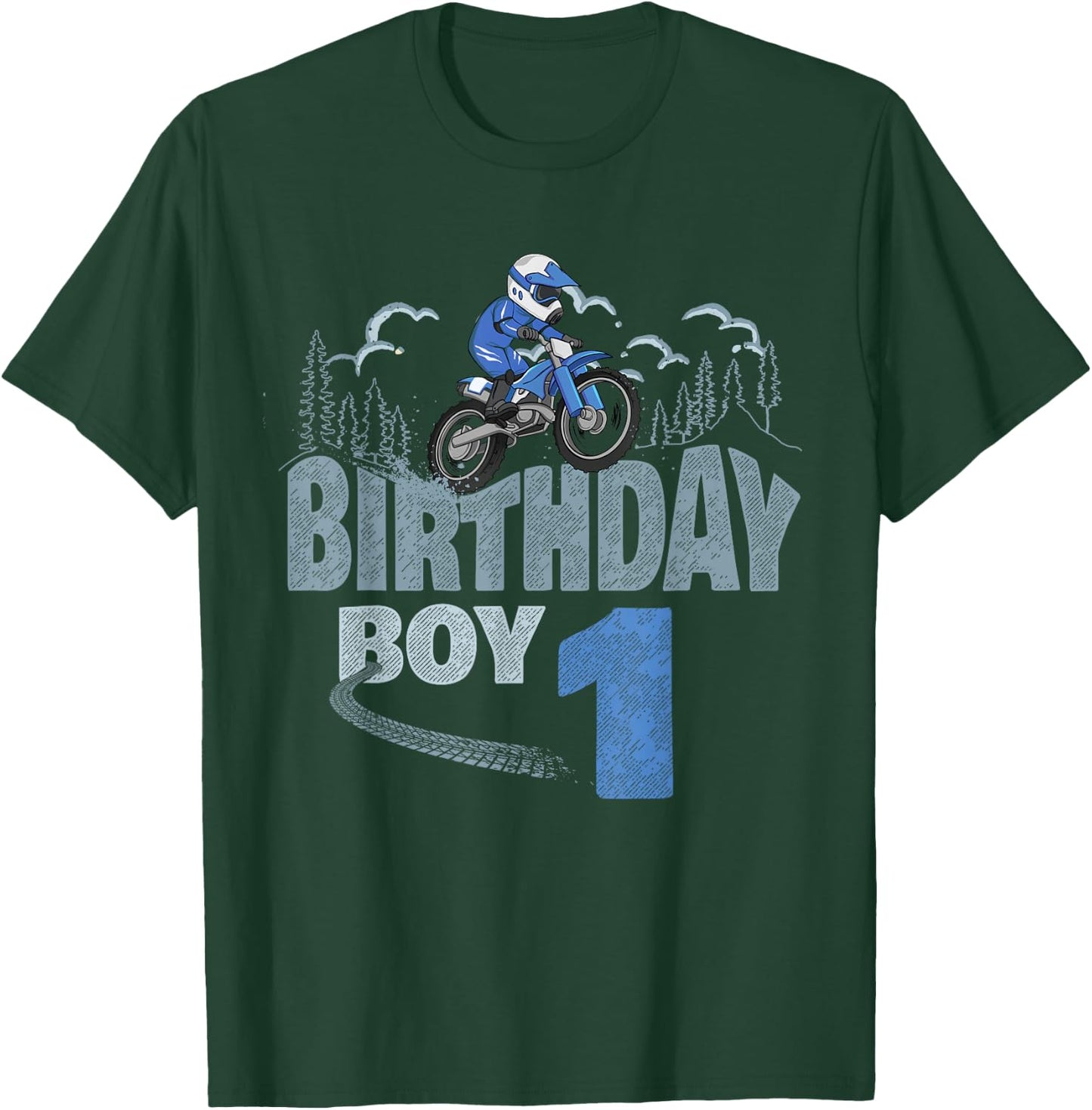 1st Birthday Boy Dirt Bike Motocross 1 Year Old Bday T-Shirt - T-Shirt | Forest