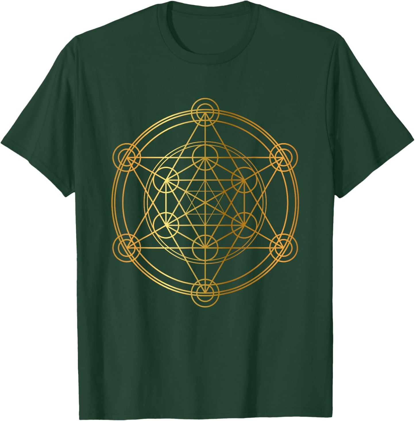 Metatron's Cube Sacred Geometry Yoga Pray Gold T-Shirt - T-Shirt | Forest
