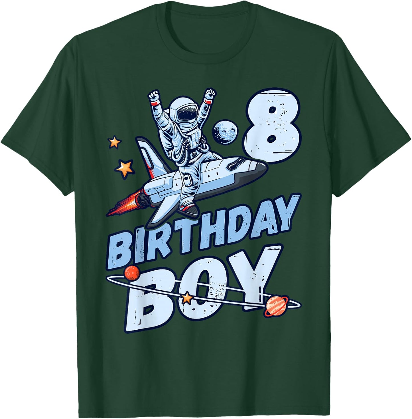 Birthday Boy 8 Years Old, Astronaut, Planets in Space T-Shirt - T-Shirt | Forest