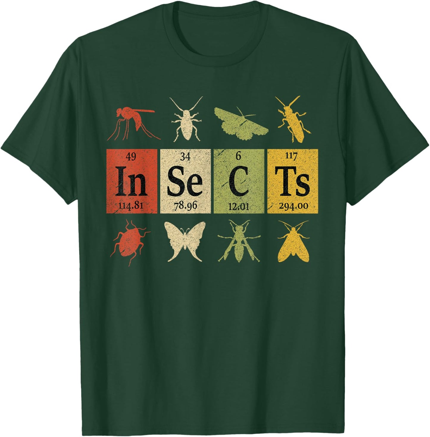 Insects Periodic Table Elements Entomologist Retro Bugs T-Shirt - T-Shirt | Forest