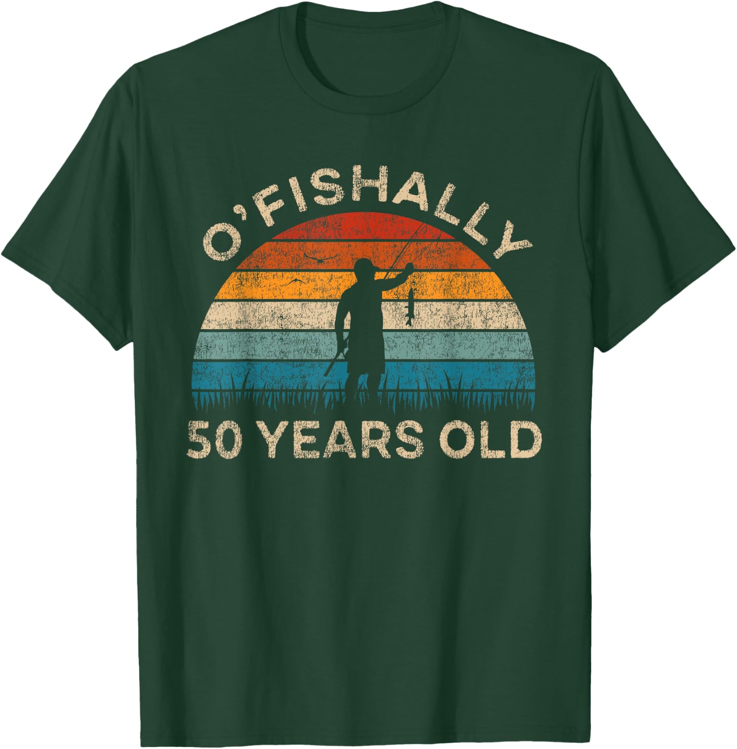 Ofishally 50 Years Old Fisherman 50th Birthday Fishing T-Shirt - T-Shirt | Forest