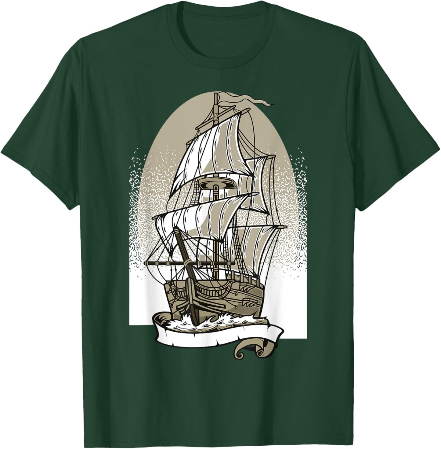 Pirate Ship Vintage Retro Nautical Sailing Boat Captain T-Shirt - T-Shirt | Forest