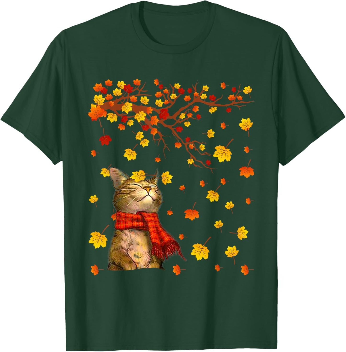 Cute Cat Kitty Kitten Paw Lover Autumn Fall Season present T-Shirt - T-Shirt | Forest