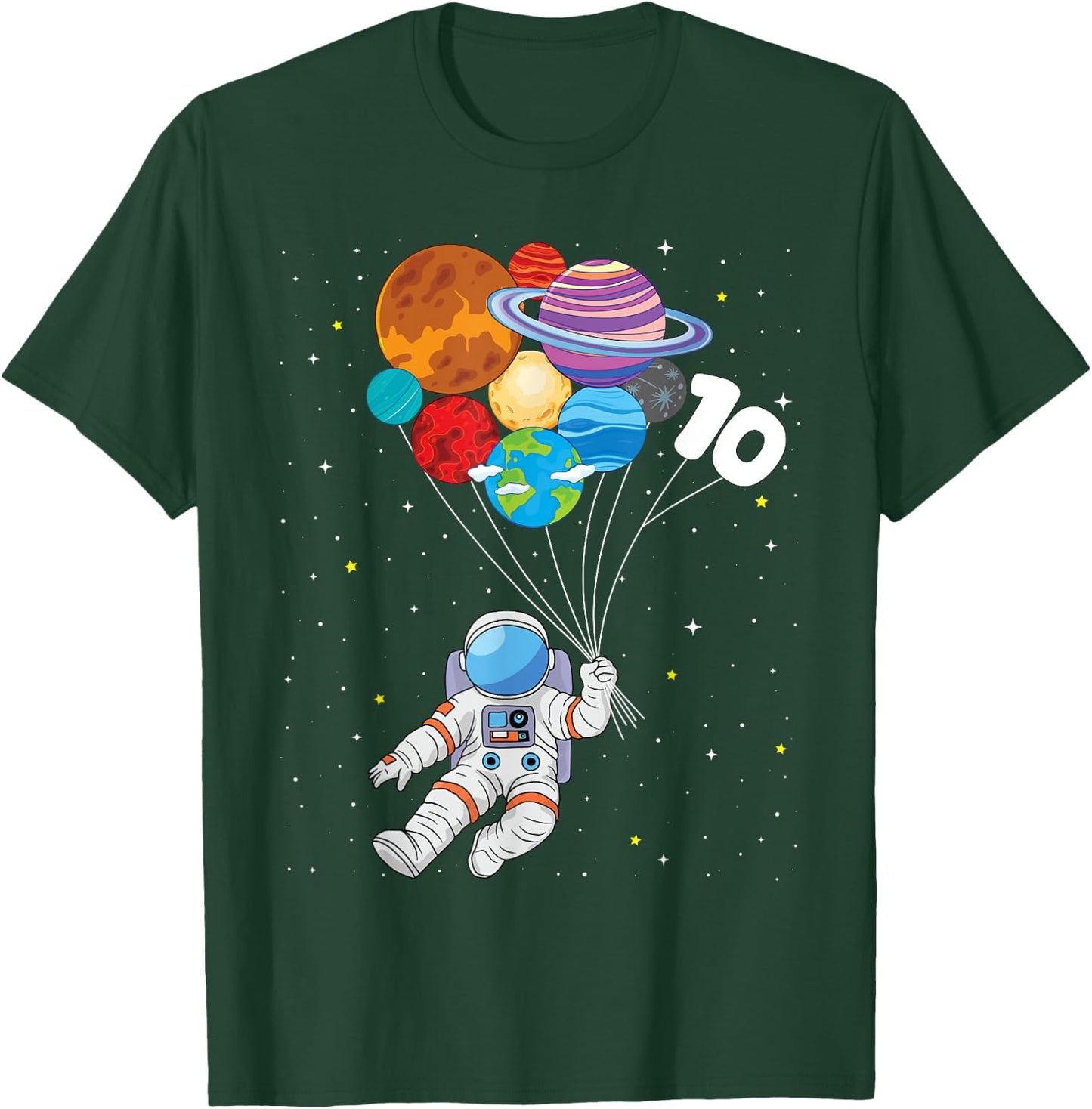 10th Birthday Astronaut Space 10 Year Old Birthday Boys Kids T-Shirt - T-Shirt | Forest