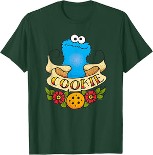 Sesame Street Cookie Monster Cookie Tattoo T-Shirt - T-Shirt | Forest
