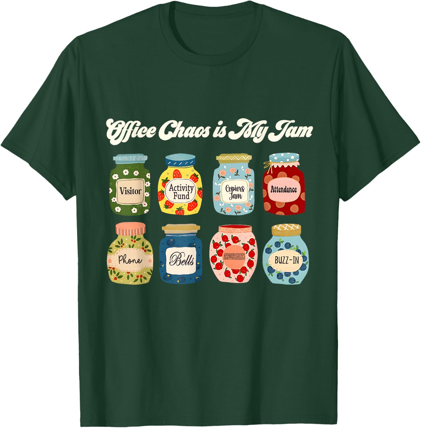 Women Office Chaos is My Jam School Secretary Christmas T-Shirt - T-Shirt | Forest