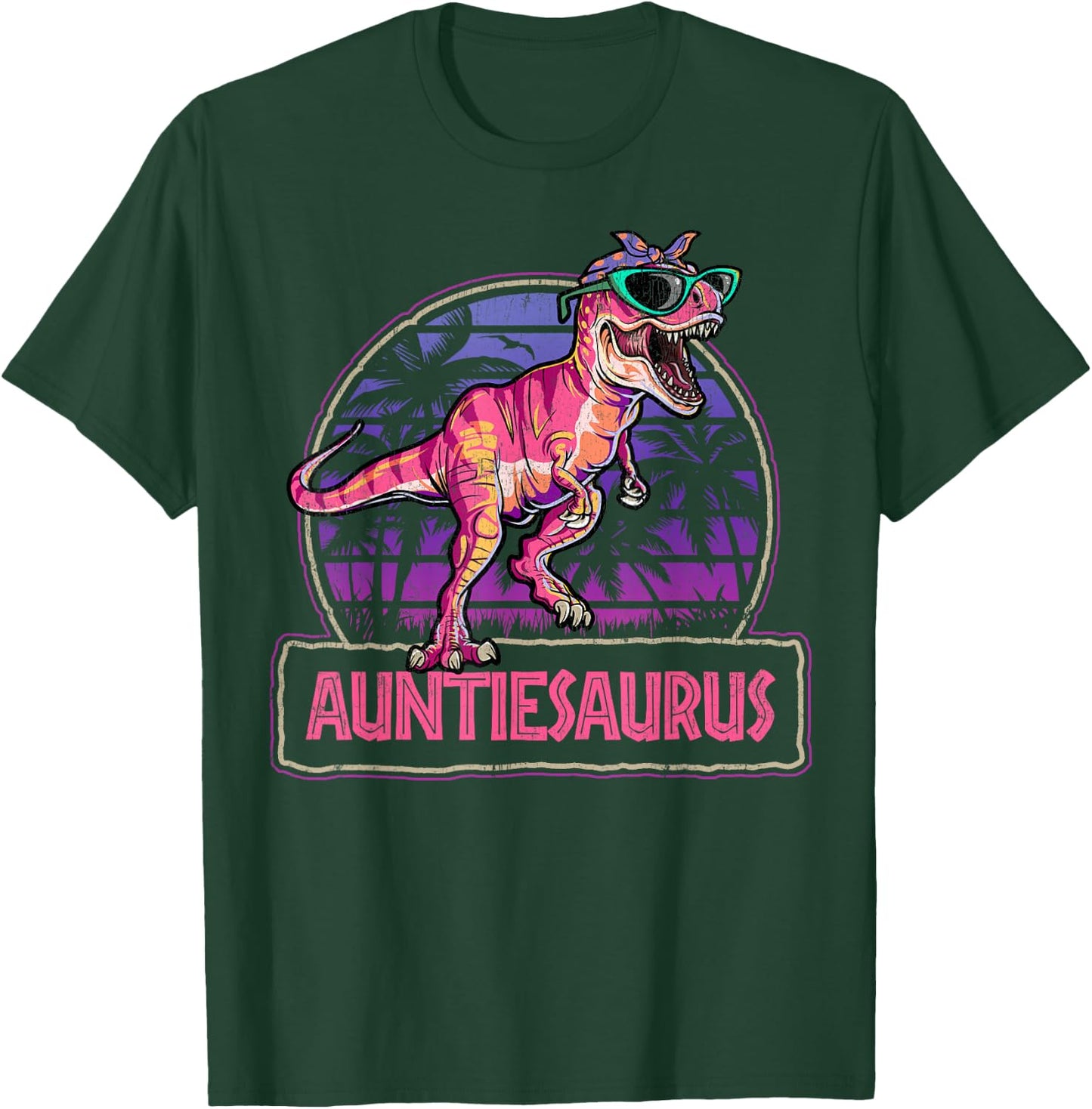 Auntiesaurus T Rex Dinosaur Auntie Saurus Family Matching T-Shirt - T-Shirt | Forest