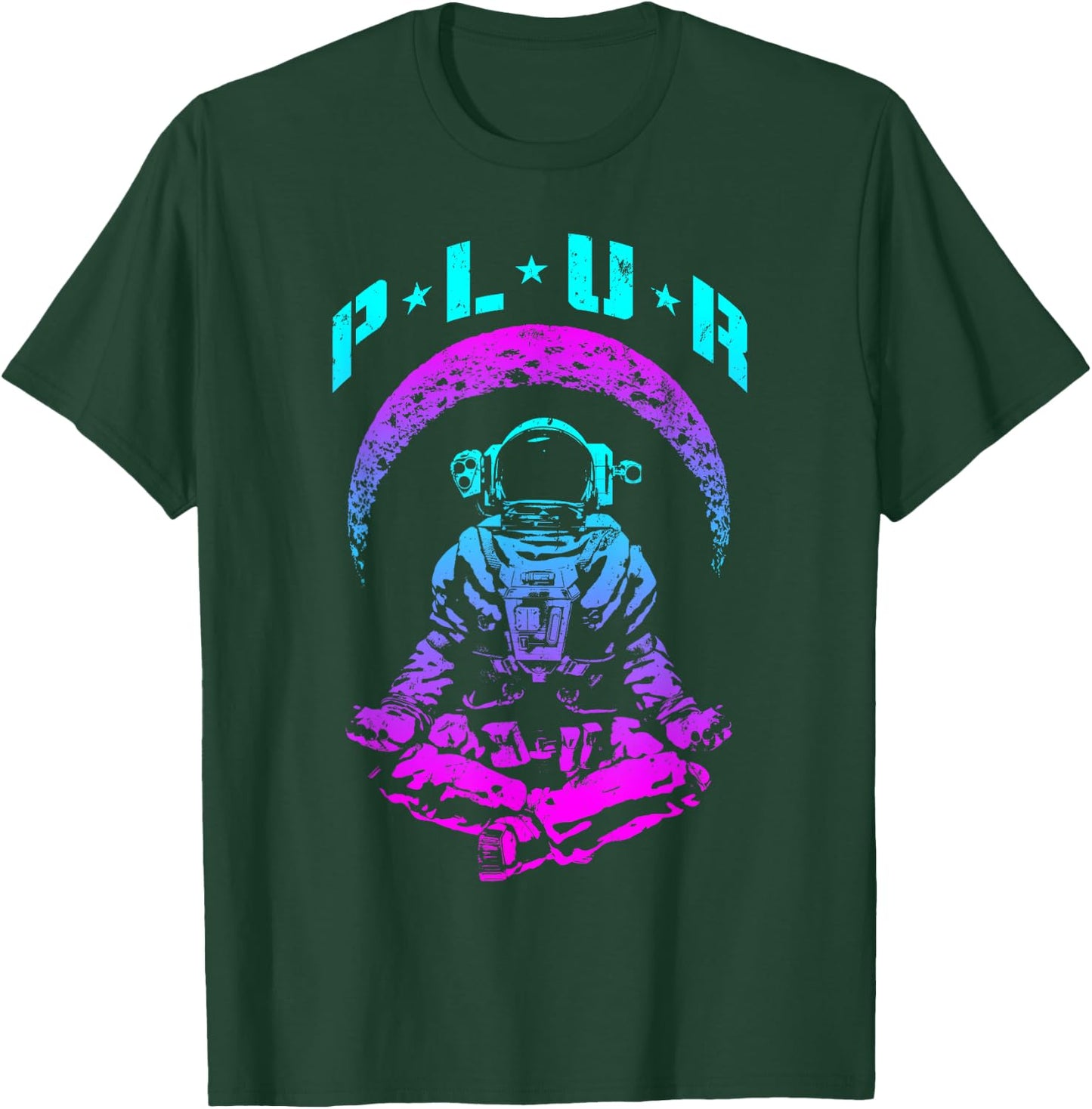 PLUR Peace Love Unity Respect Techno Rave EDM Astronaut T-Shirt - T-Shirt | Forest