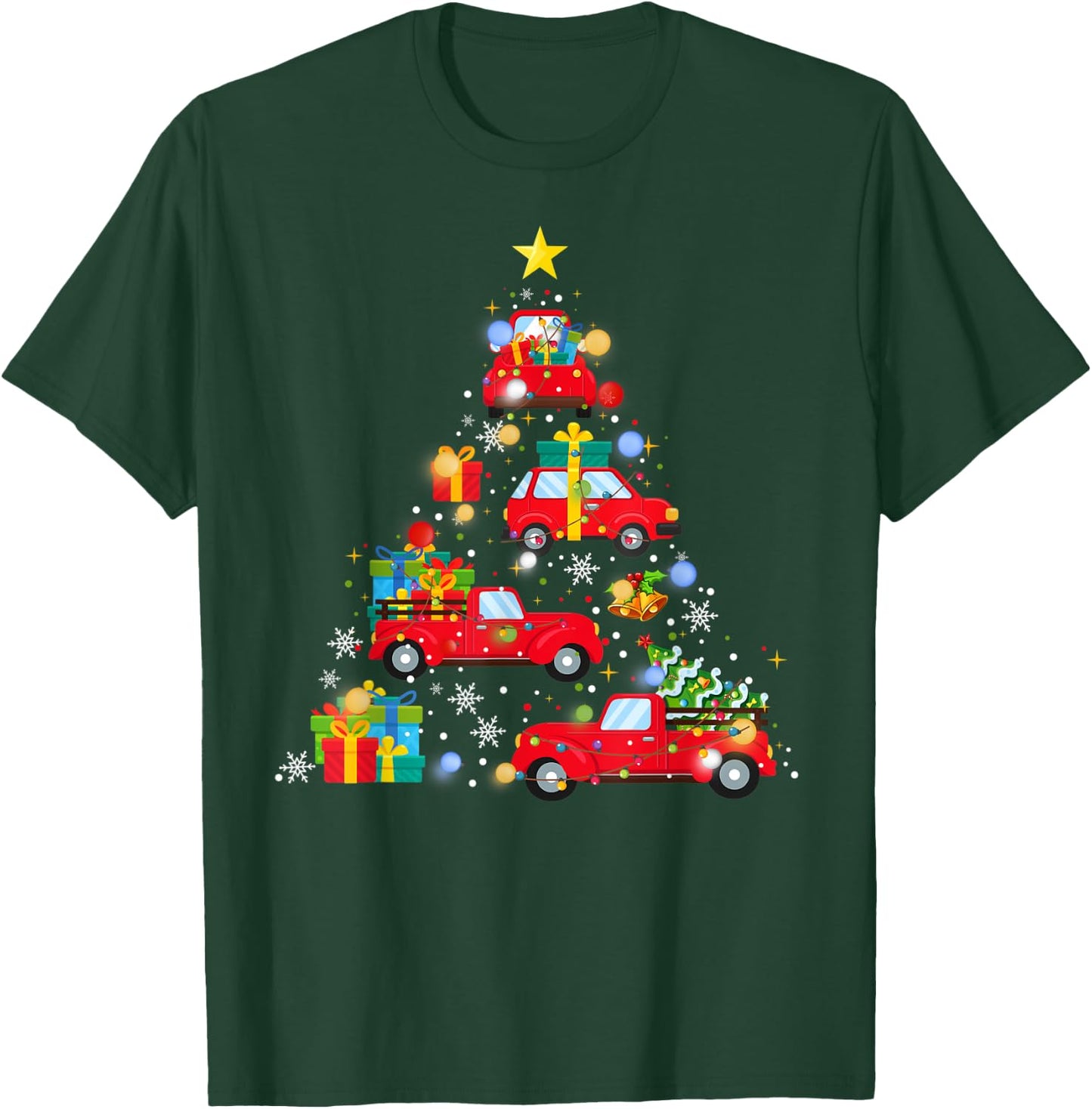 Funny Red Car Truck Christmas Tree Cute Xmas Ornament Décor T-Shirt - T-Shirt | Forest