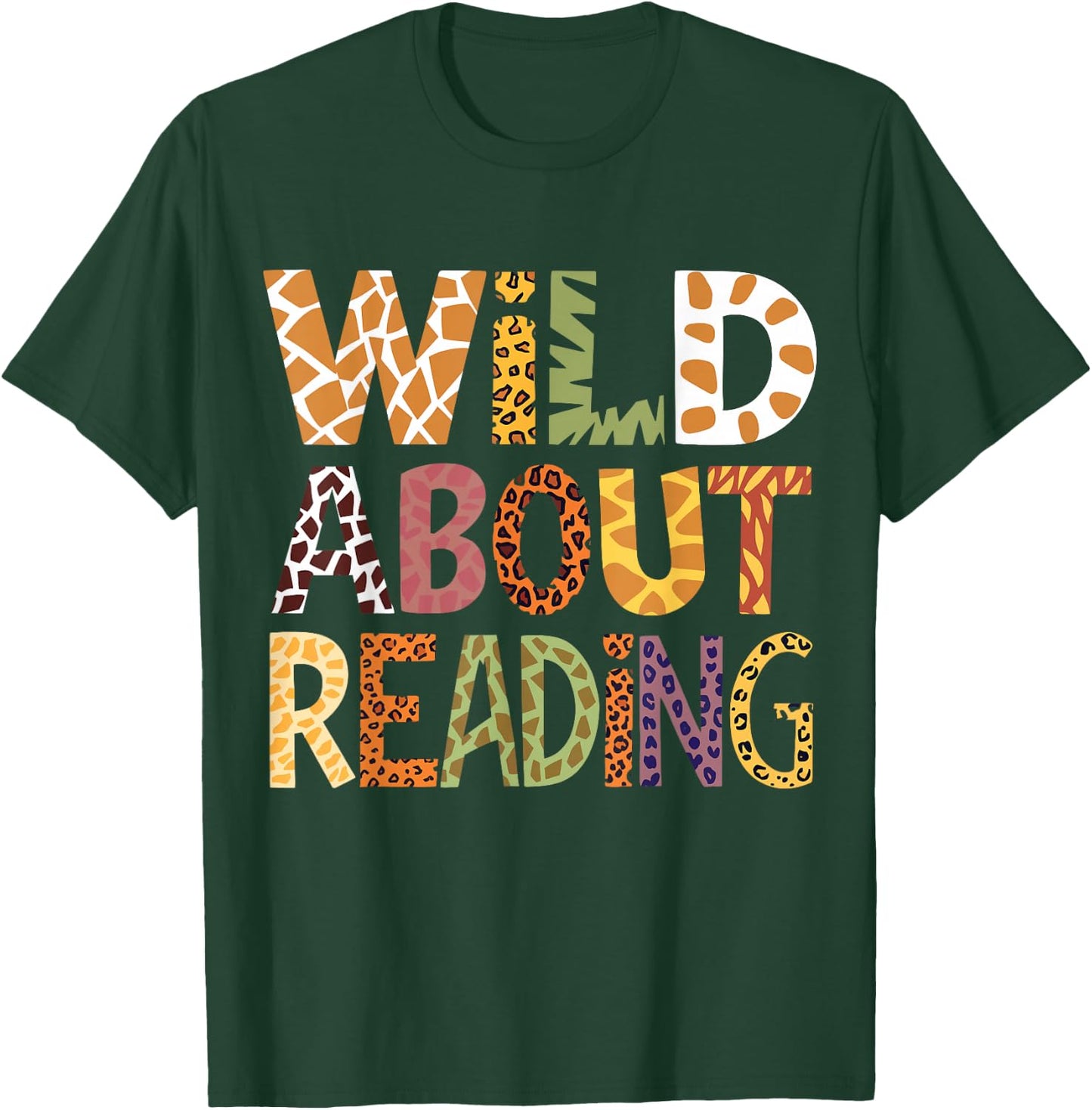 Wild About Reading Book Animal Children's Book Lover Teacher T-Shirt - T-Shirt | Forest