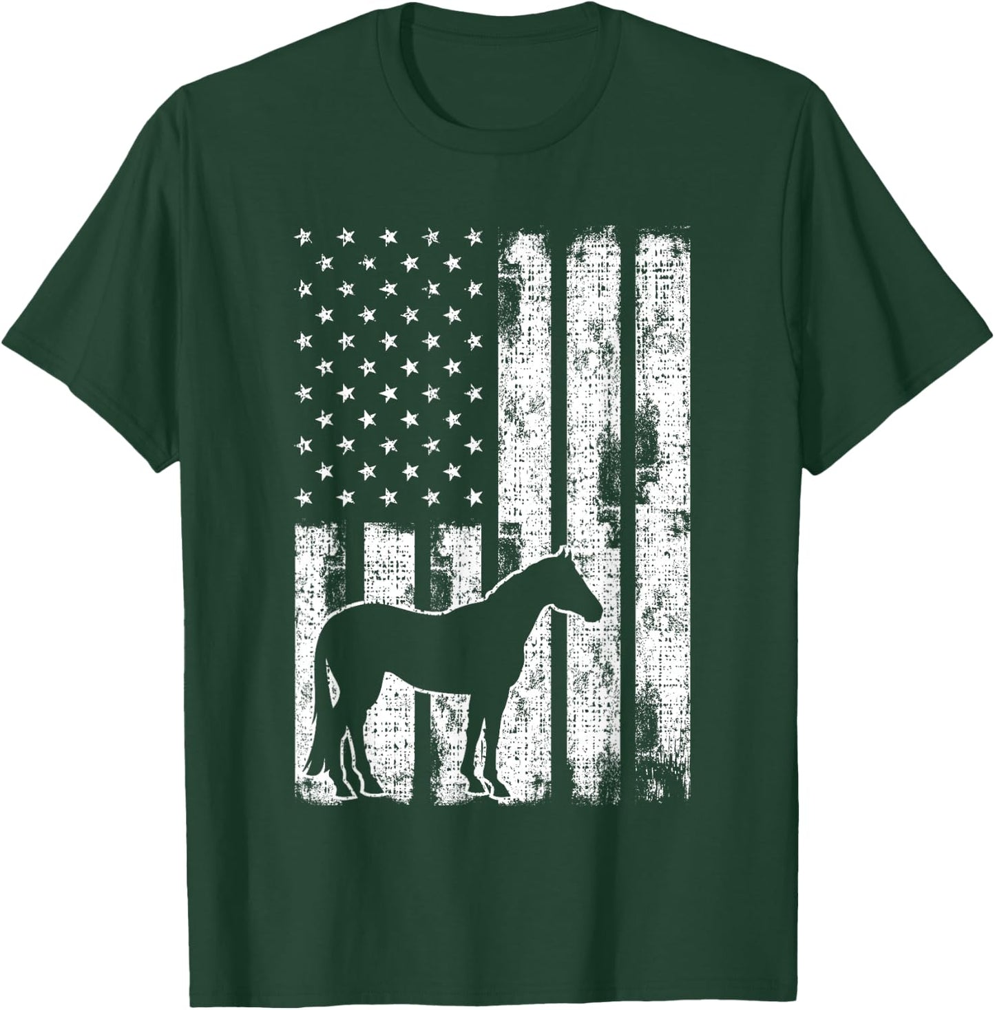 Freedom Horse Patriotic Horse American Flag Horseback Riding T-Shirt - T-Shirt | Forest