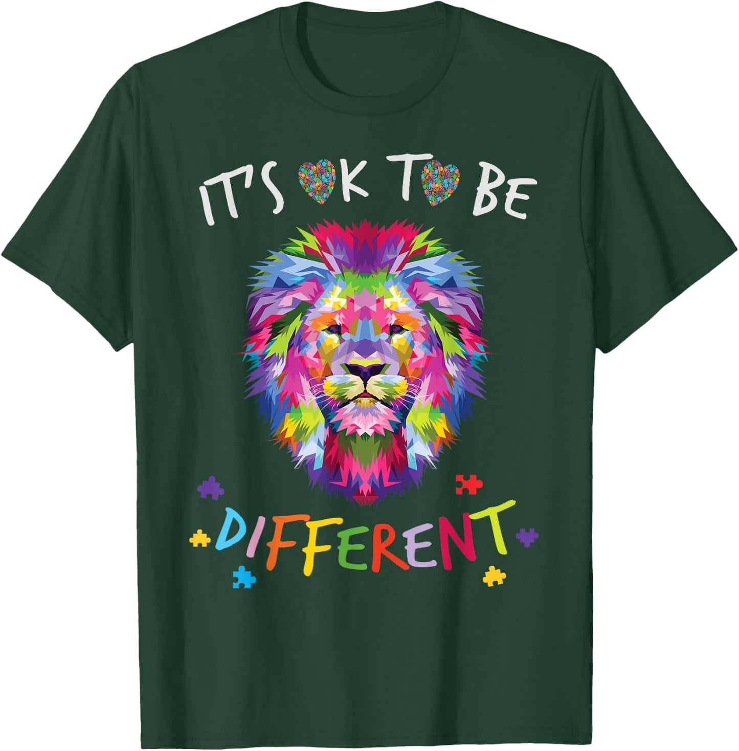It's OK to be different Colorful Lion Autism Awareness month T-Shirt - T-Shirt | Forest