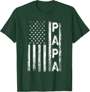 Papa Vintage American Flag Father's Day 4th of July Grandpa T-Shirt - T-Shirt | Forest
