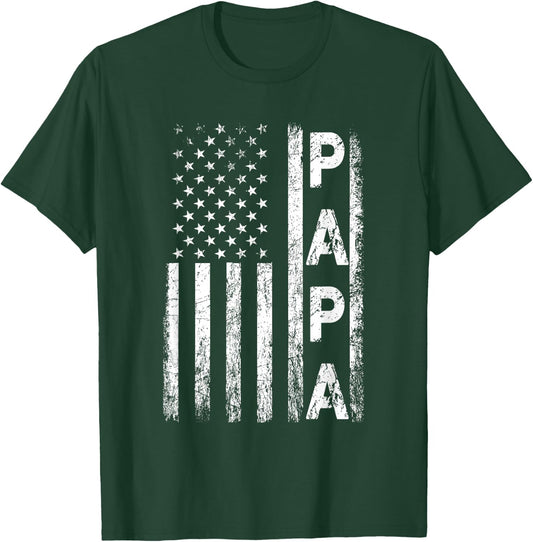 Papa Vintage American Flag Father's Day 4th of July Grandpa T-Shirt - T-Shirt | Forest