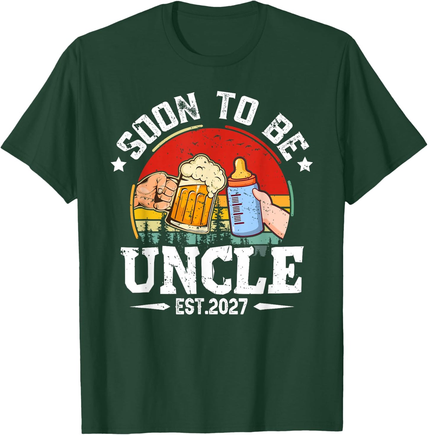 Soon to Be Uncle 2027 Retro Pregnancy Announcement Dad T-Shirt - T-Shirt | Forest