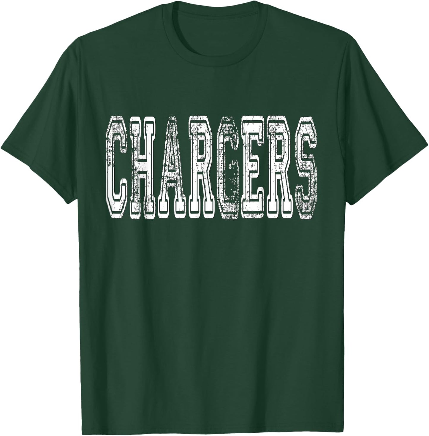 Chargers Mascot Distressed Vintage School Sports Name Fans T-Shirt - T-Shirt | Forest