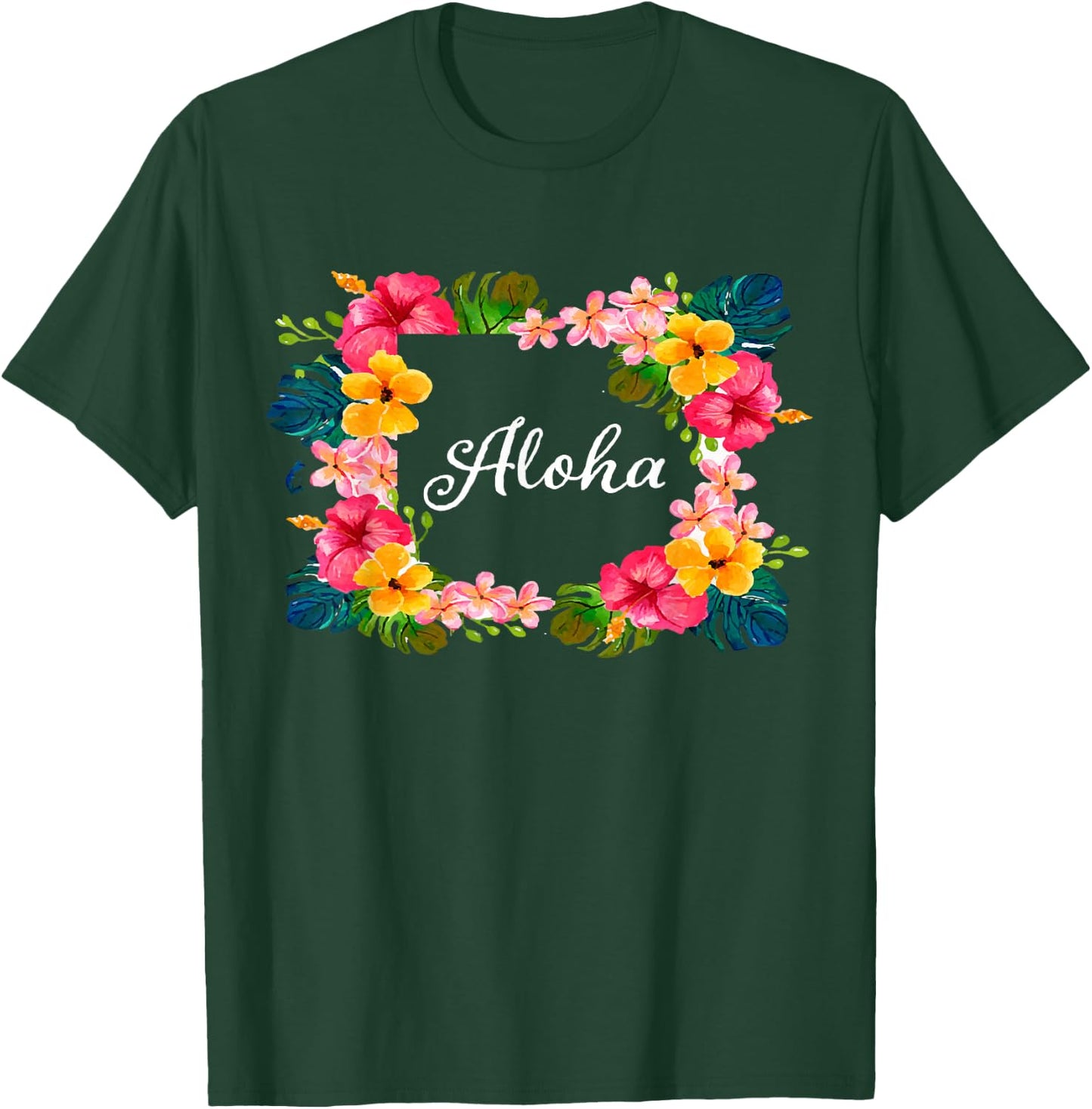 Aloha Flowers Hawaiian T Shirt Hawaii Beach Luau Party Gifts T-Shirt - T-Shirt | Forest